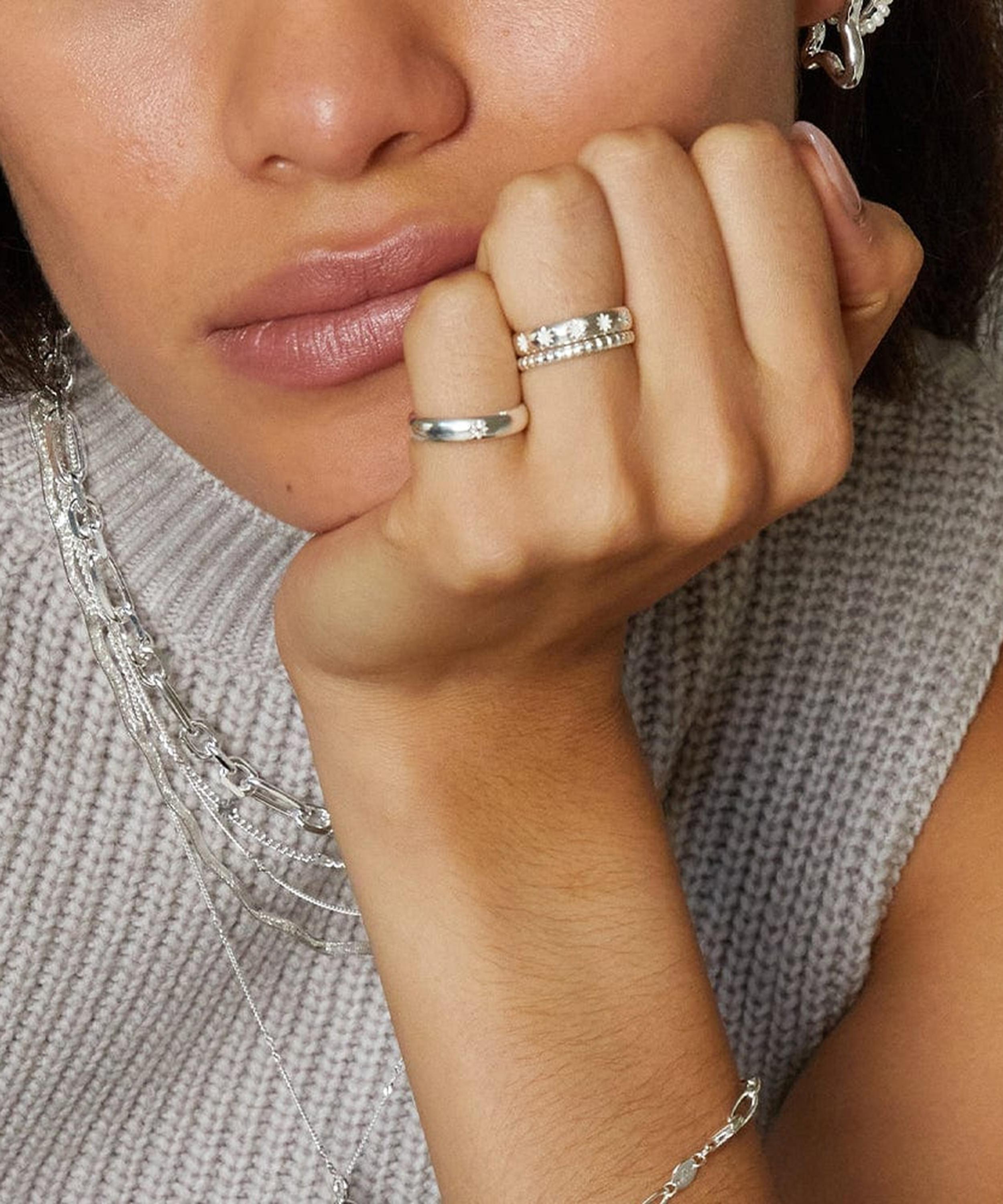Daisy London - Sterling Silver Star Engraved Stacking Ring image number 2