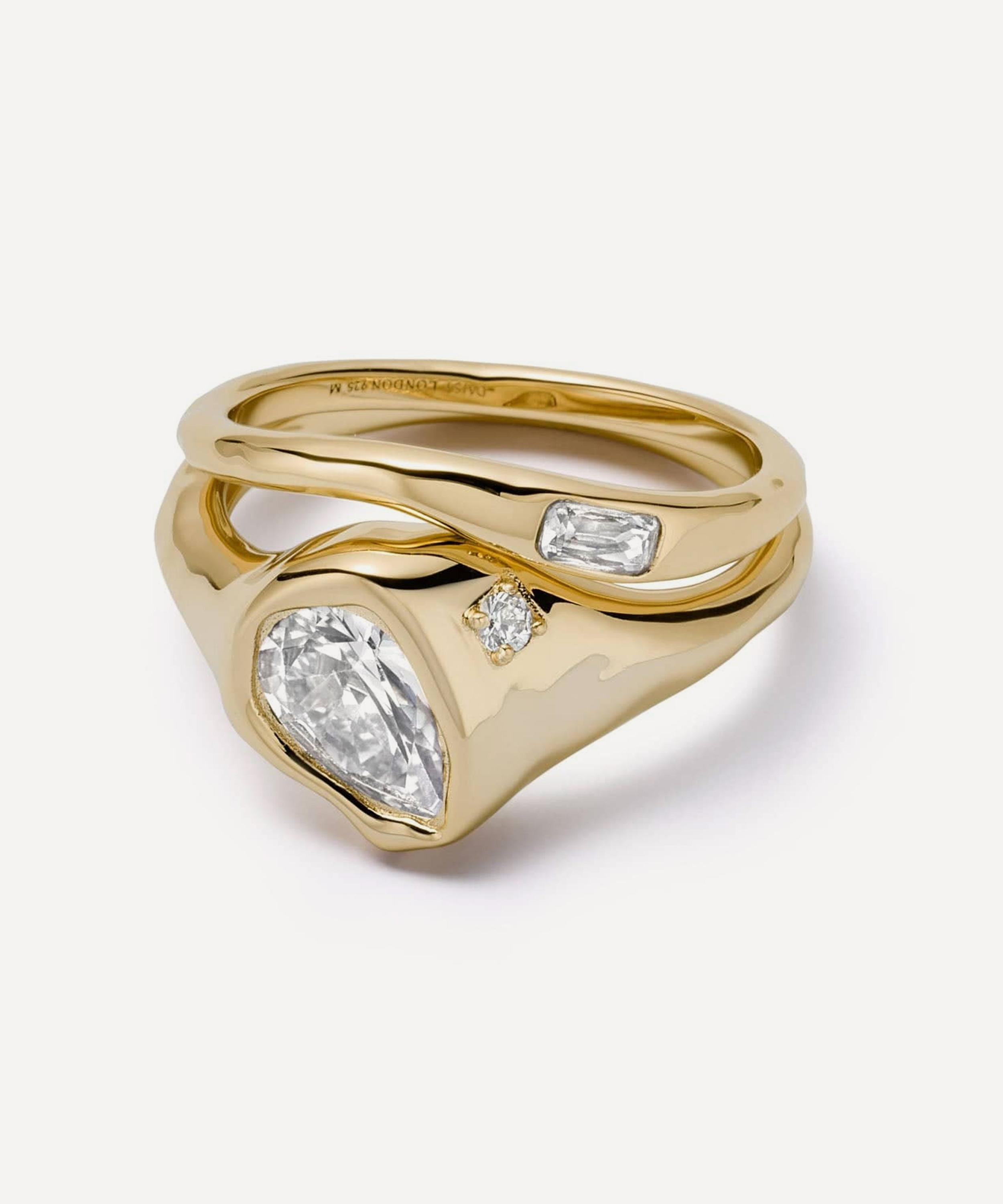 Daisy London - 18ct Gold-Plated Est&eacute;e Lalonde Sapphire Organic Ring Stack