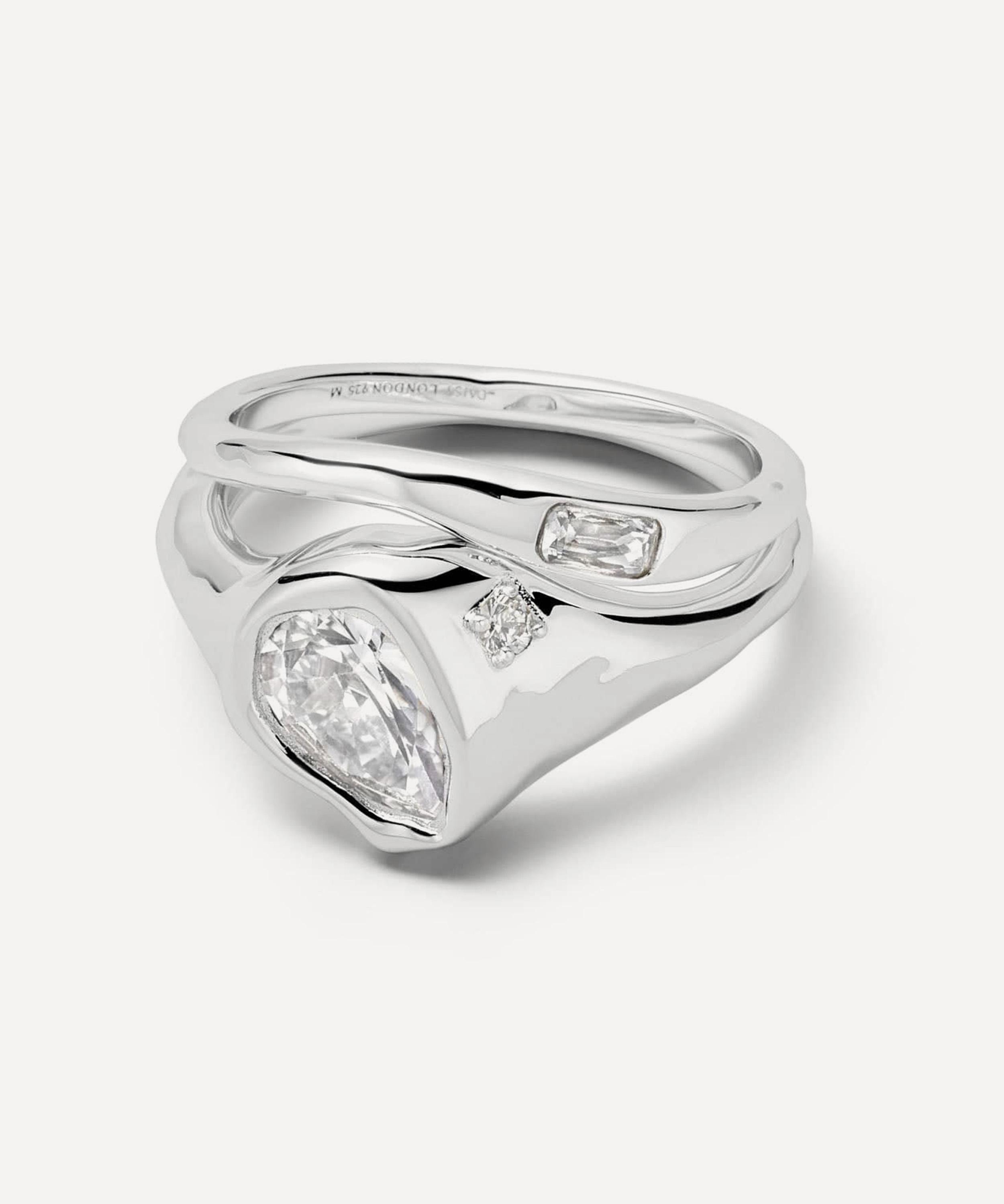 Daisy London - Sterling Silver Est&eacute;e Lalonde Sapphire Organic Ring Stack