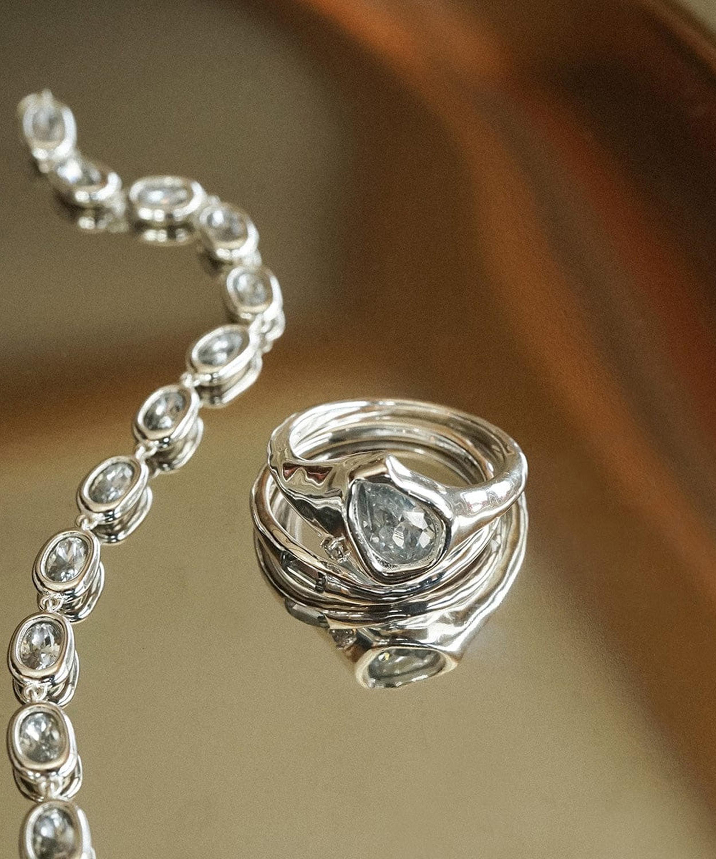 Daisy London - Sterling Silver Est&eacute;e Lalonde Sapphire Organic Ring Stack image number 3