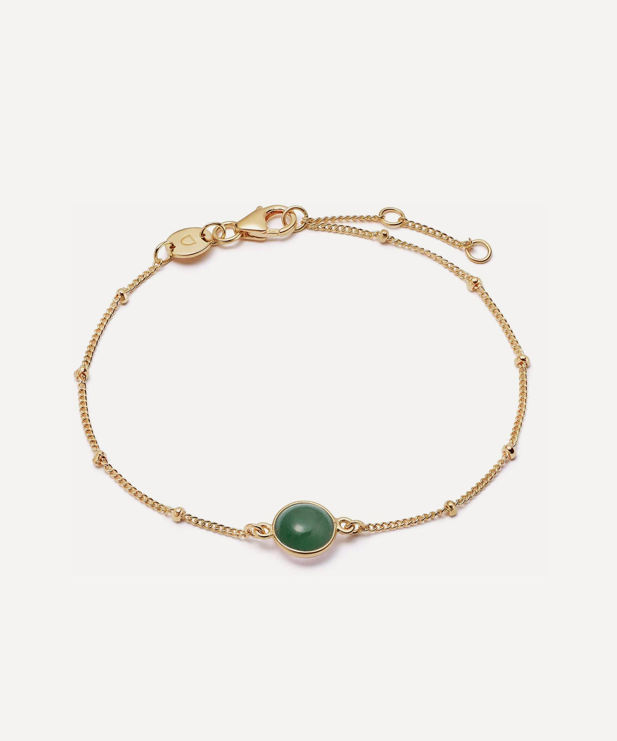 Daisy London - 18ct Gold-Plated Green Aventurine Healing Stone Bobble Bracelet