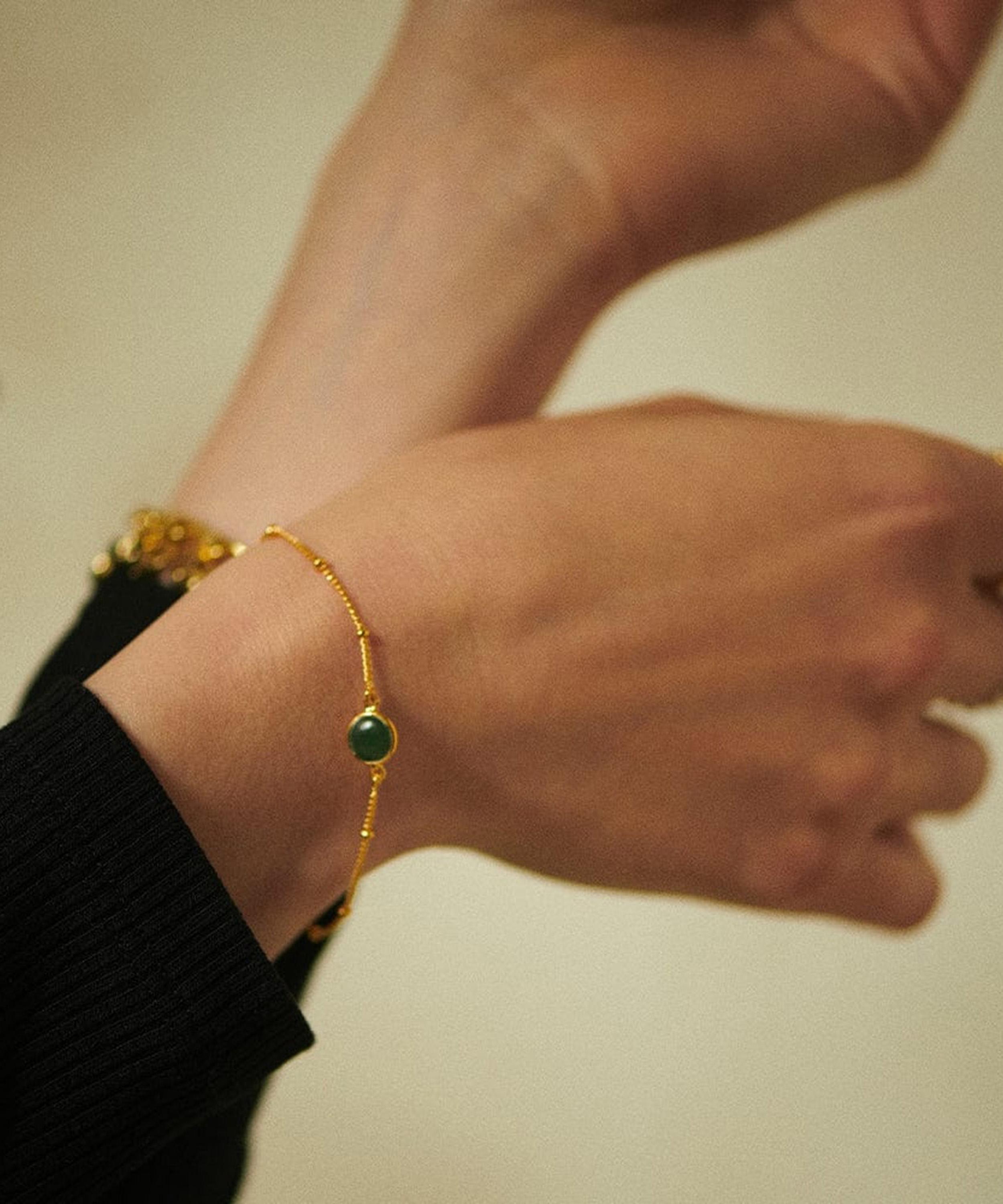 Daisy London - 18ct Gold-Plated Green Aventurine Healing Stone Bobble Bracelet image number 2