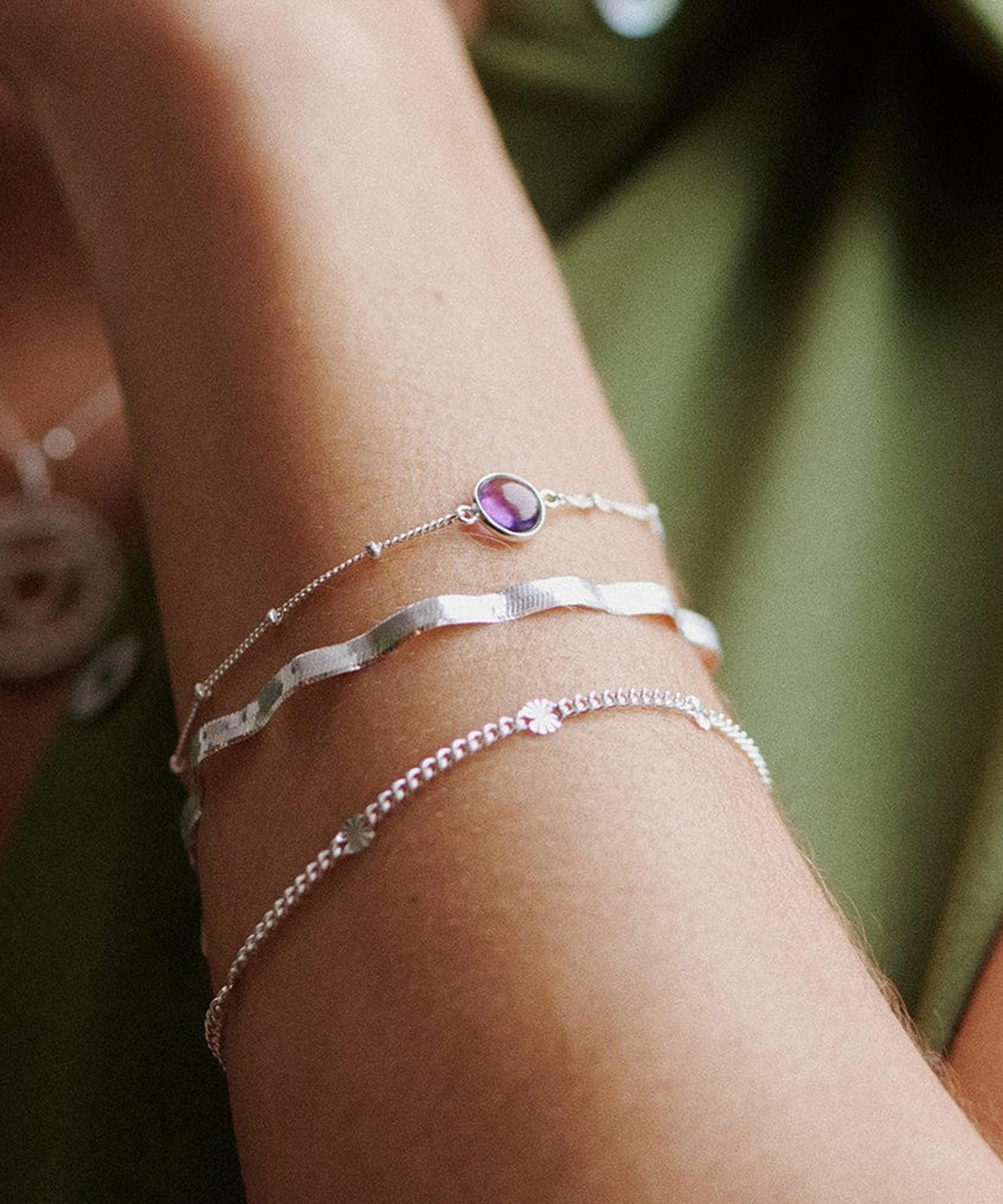 Daisy London - Sterling Silver Amethyst Healing Stone Bobble Bracelet image number 2