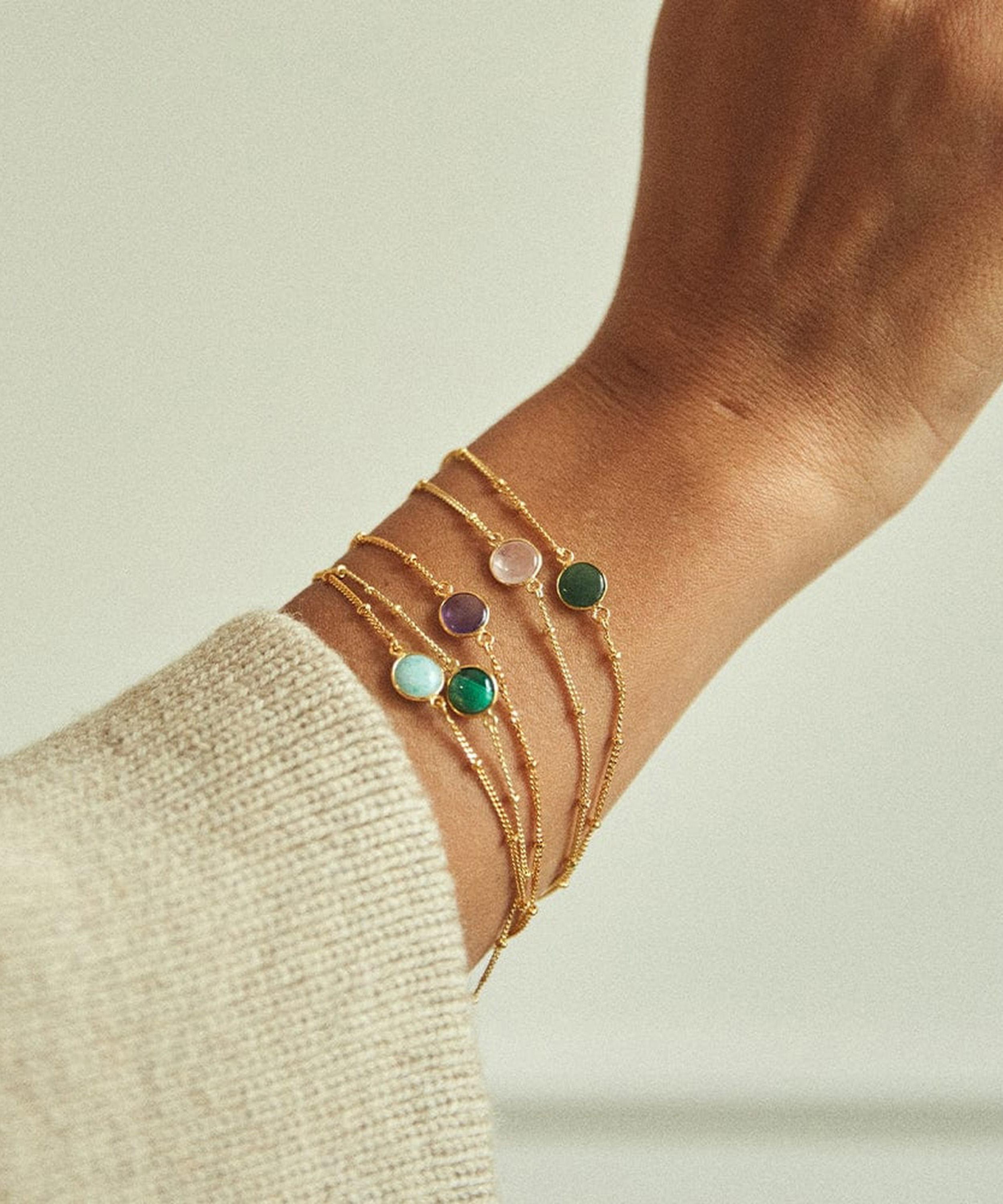 Daisy London - 18ct Gold-Plated Rose Quartz Healing Stone Bobble Bracelet image number 1