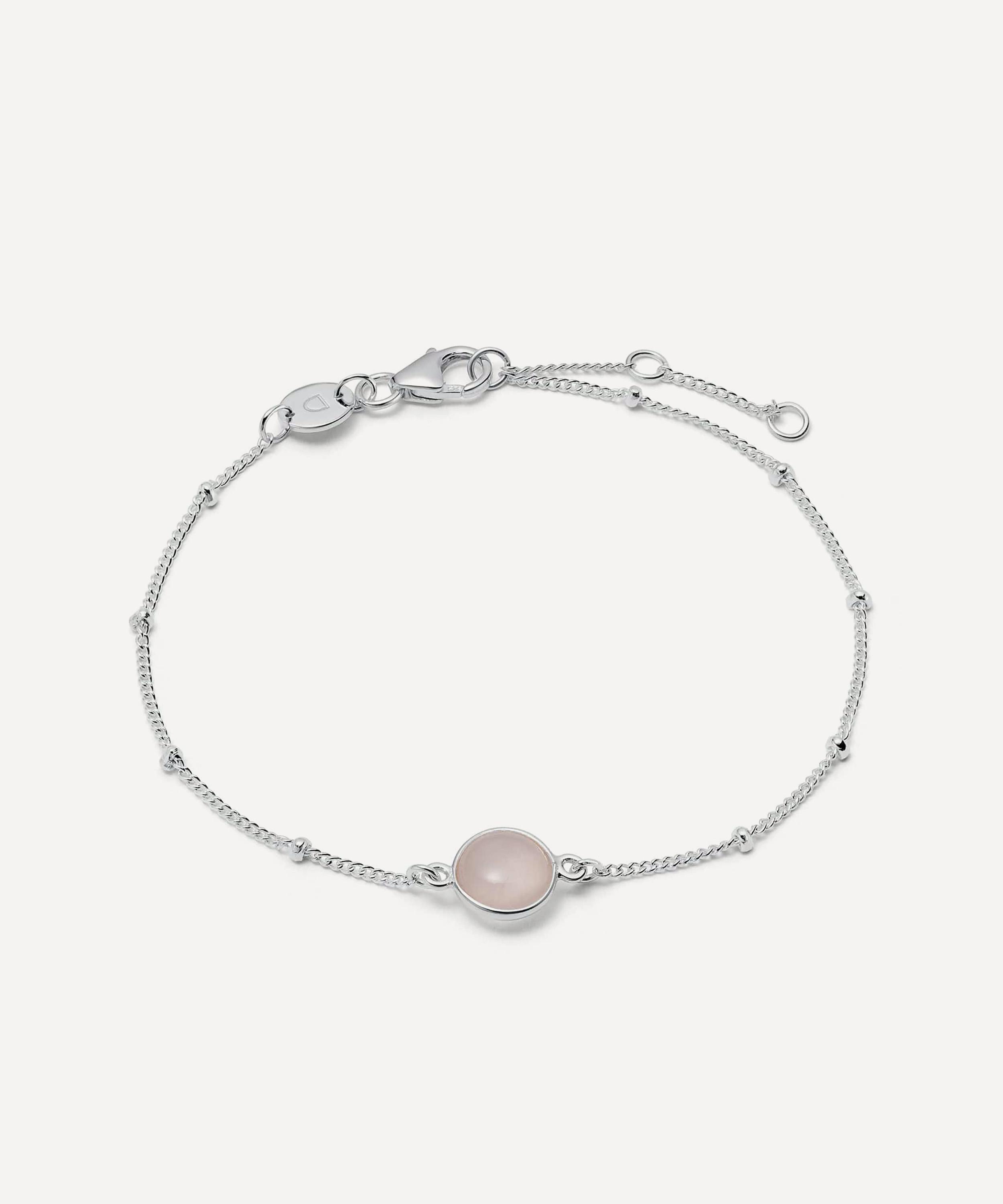 Daisy London - Sterling Silver Rose Quartz Healing Stone Bobble Bracelet