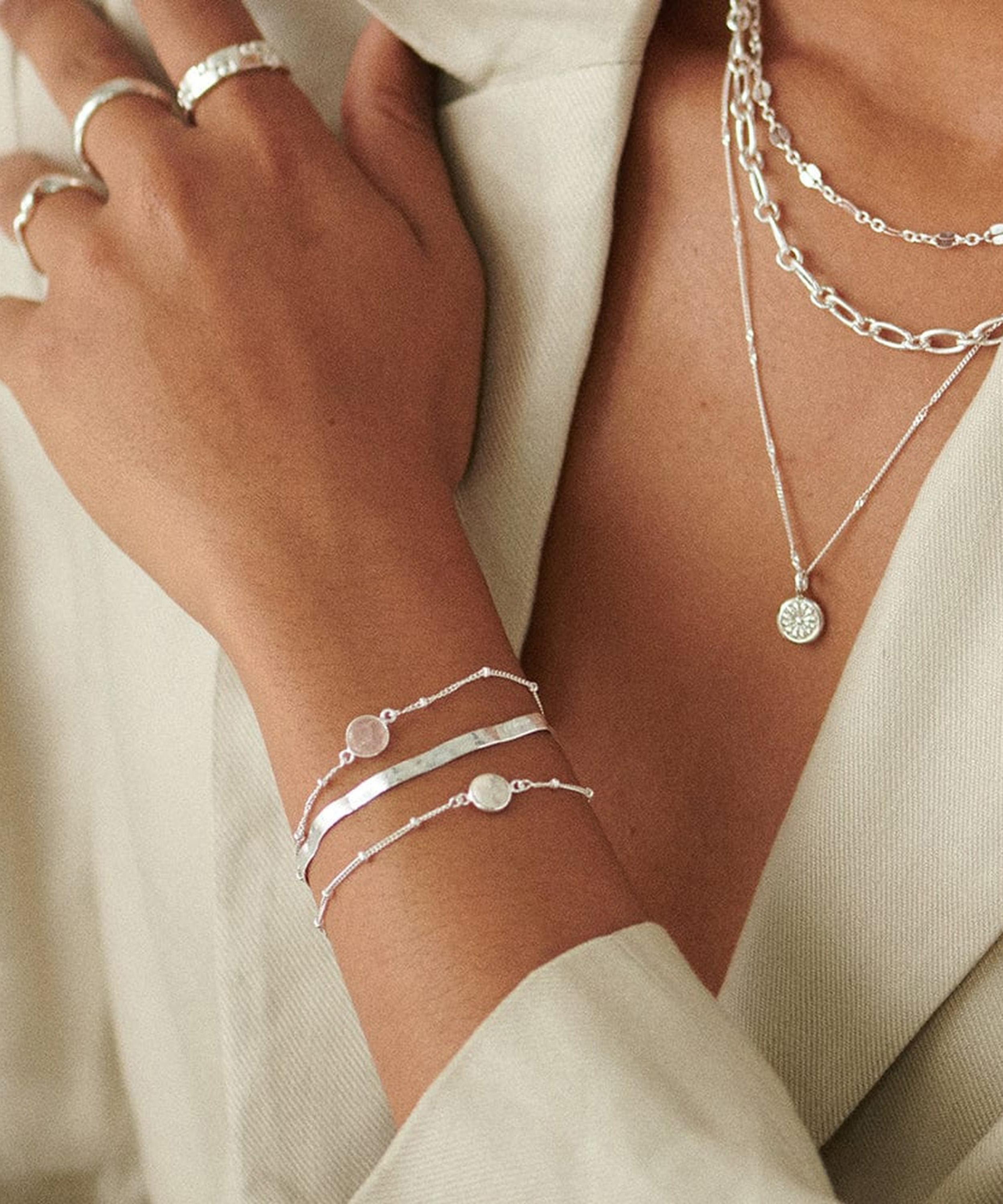 Daisy London - Sterling Silver Rose Quartz Healing Stone Bobble Bracelet image number 1