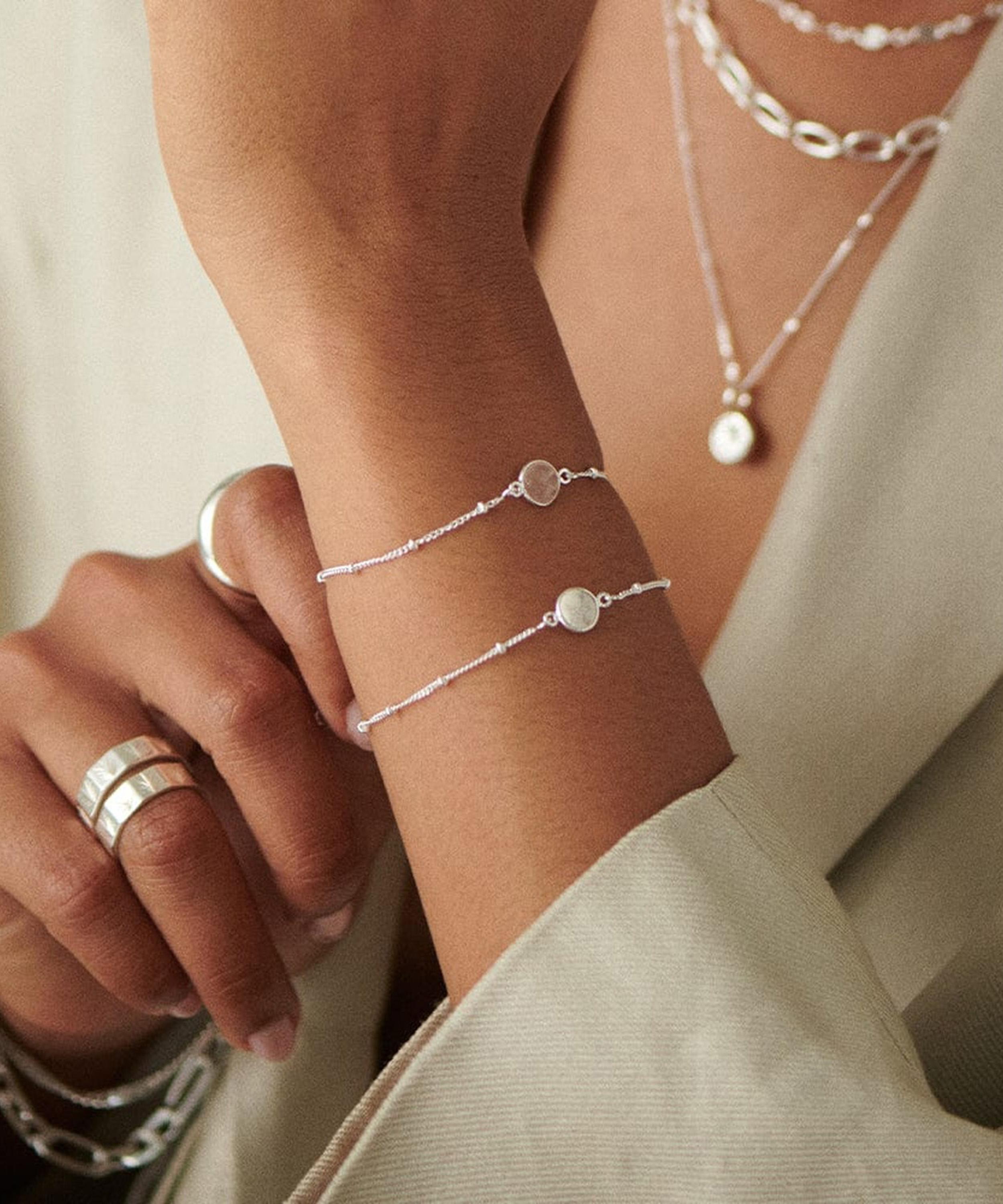 Daisy London - Sterling Silver Rose Quartz Healing Stone Bobble Bracelet image number 2