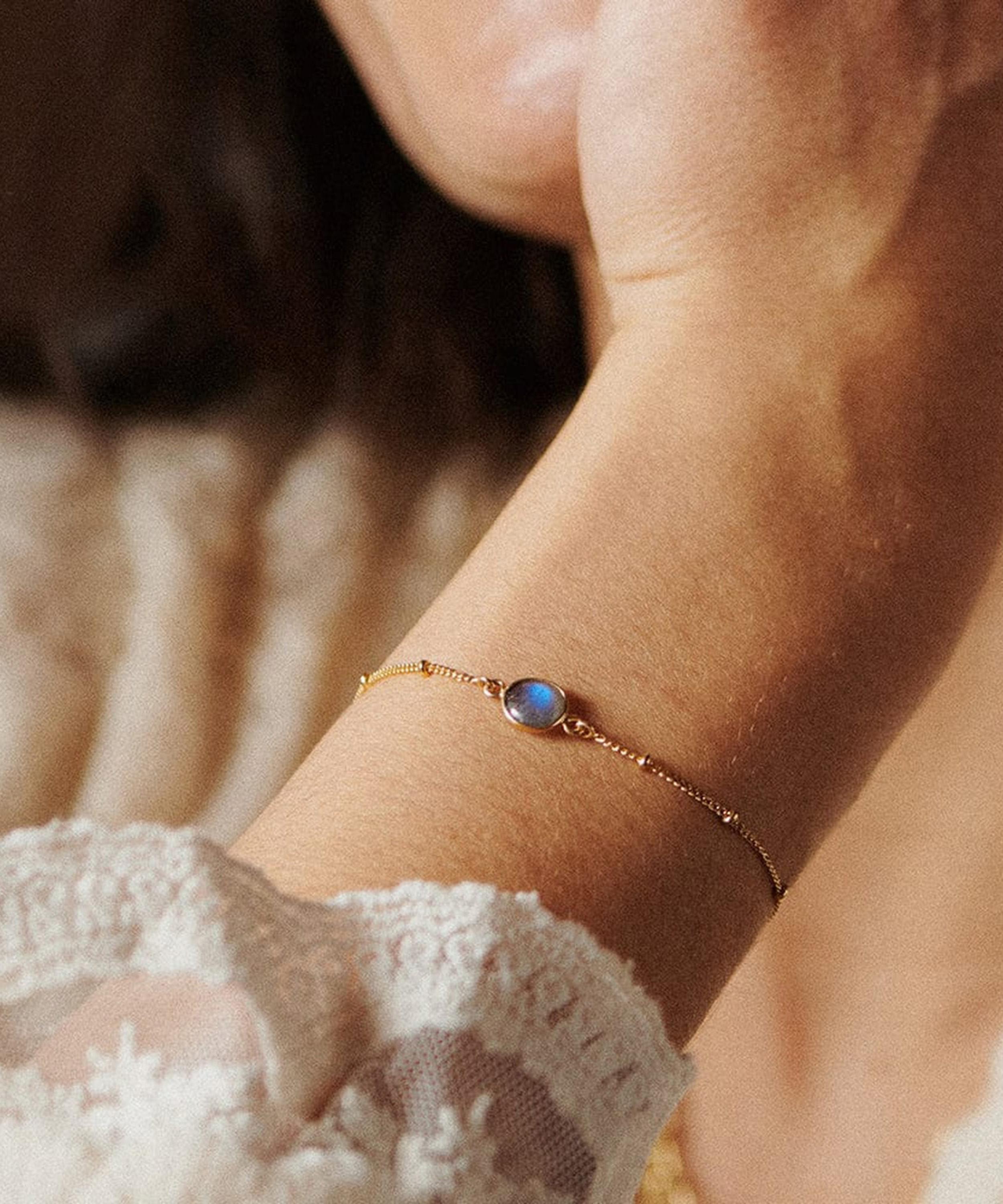 Daisy London - 18ct Gold-Plated Labradorite Healing Stone Bobble Bracelet image number 1