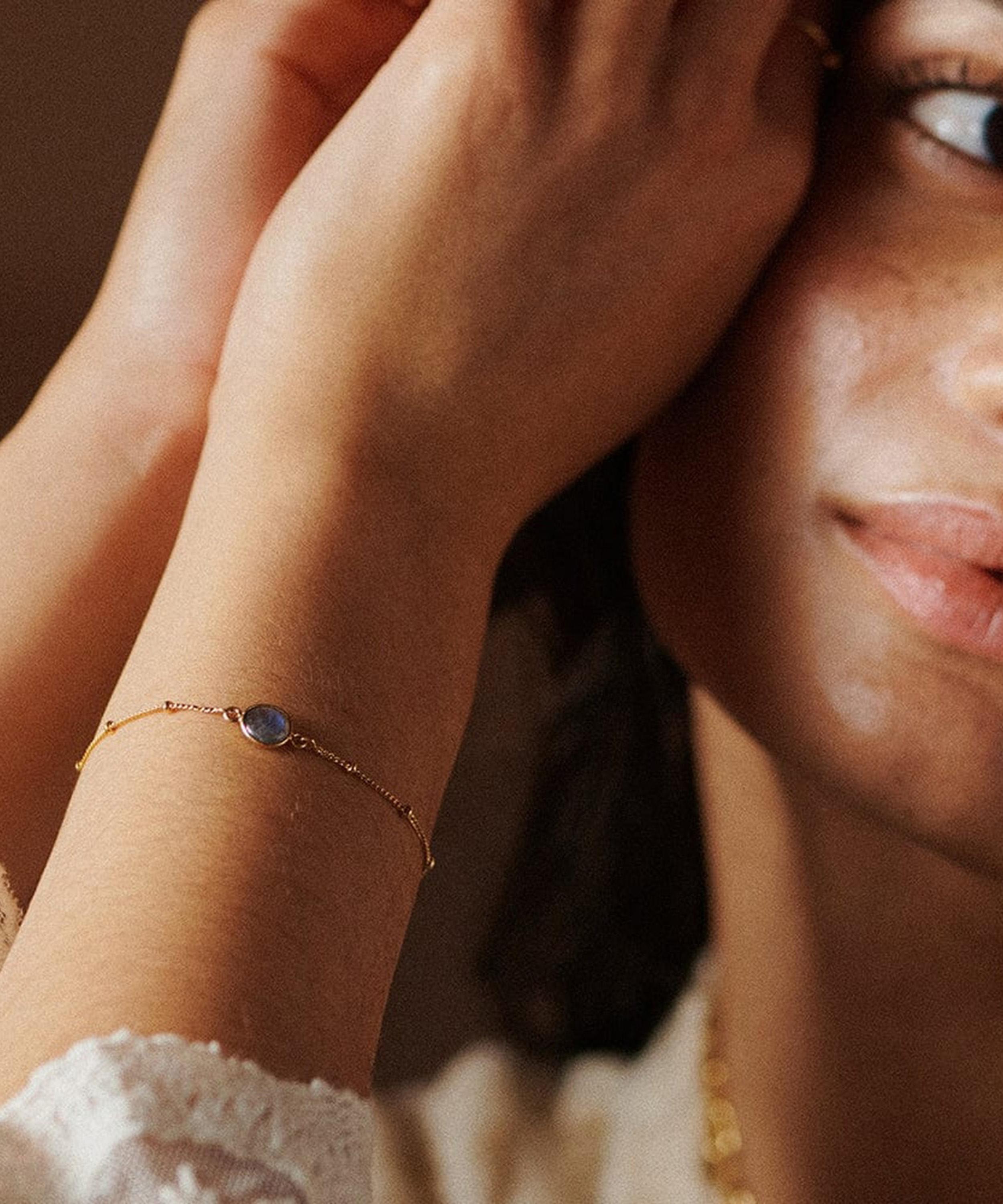 Daisy London - 18ct Gold-Plated Labradorite Healing Stone Bobble Bracelet image number 2