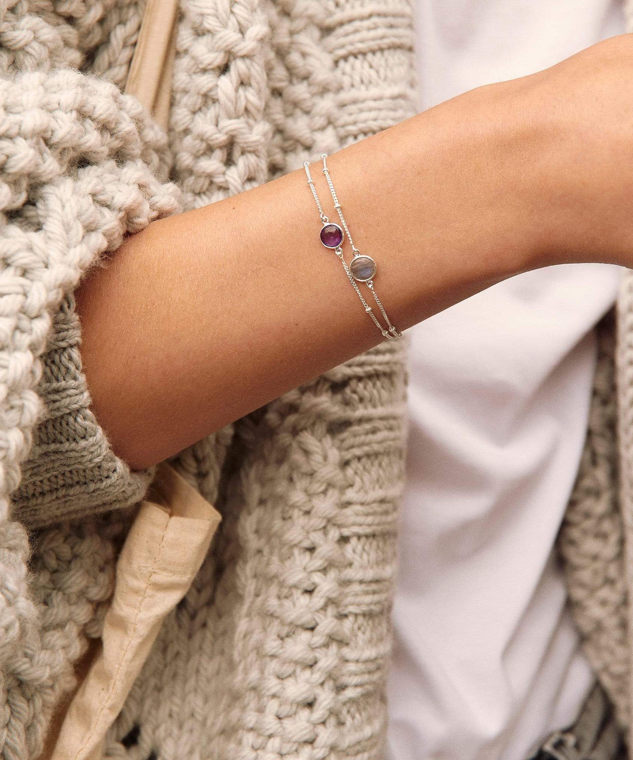 Daisy London - Sterling Silver Labradorite Healing Stone Bobble Bracelet image number 1