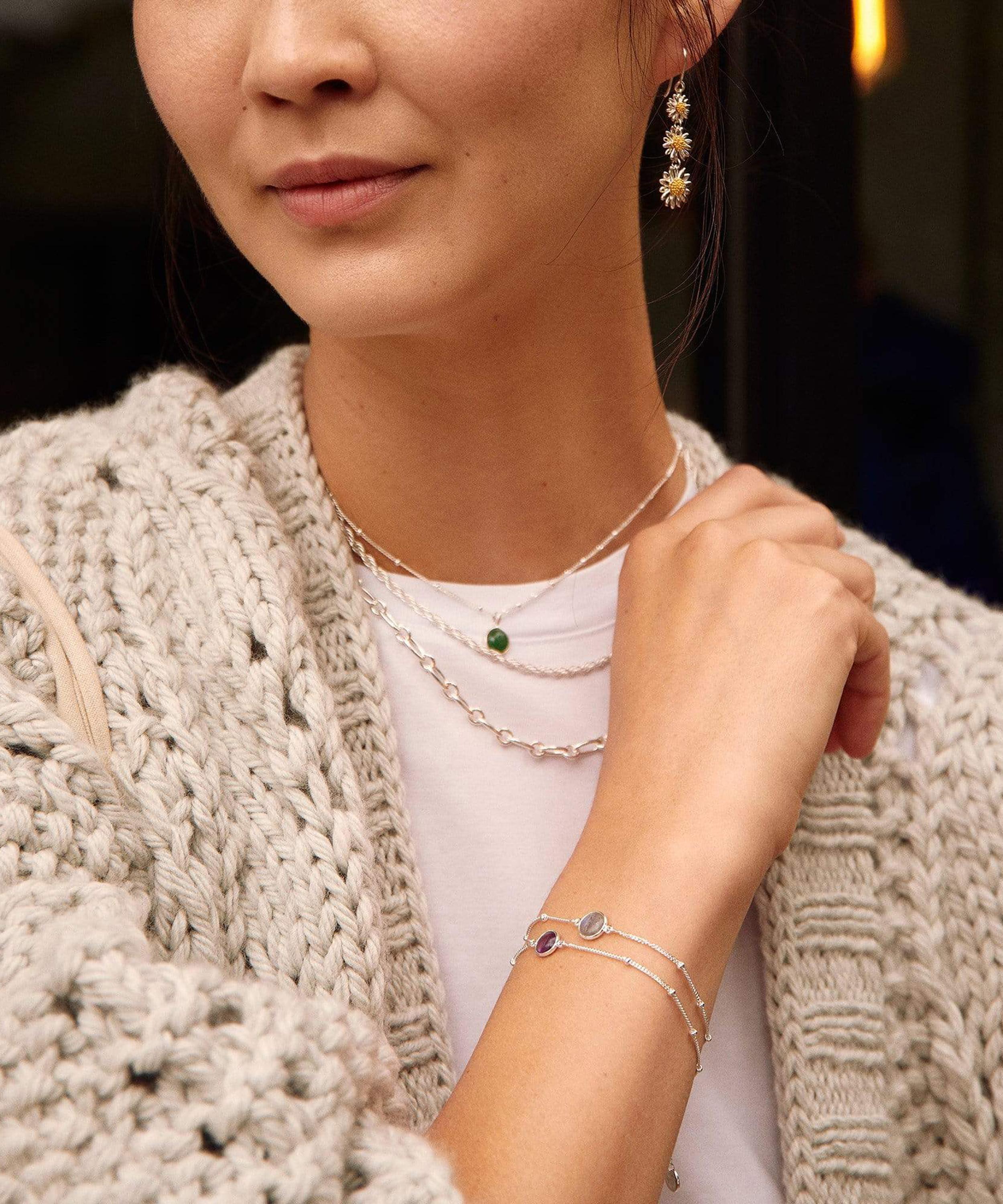Daisy London - Sterling Silver Labradorite Healing Stone Bobble Bracelet image number 2