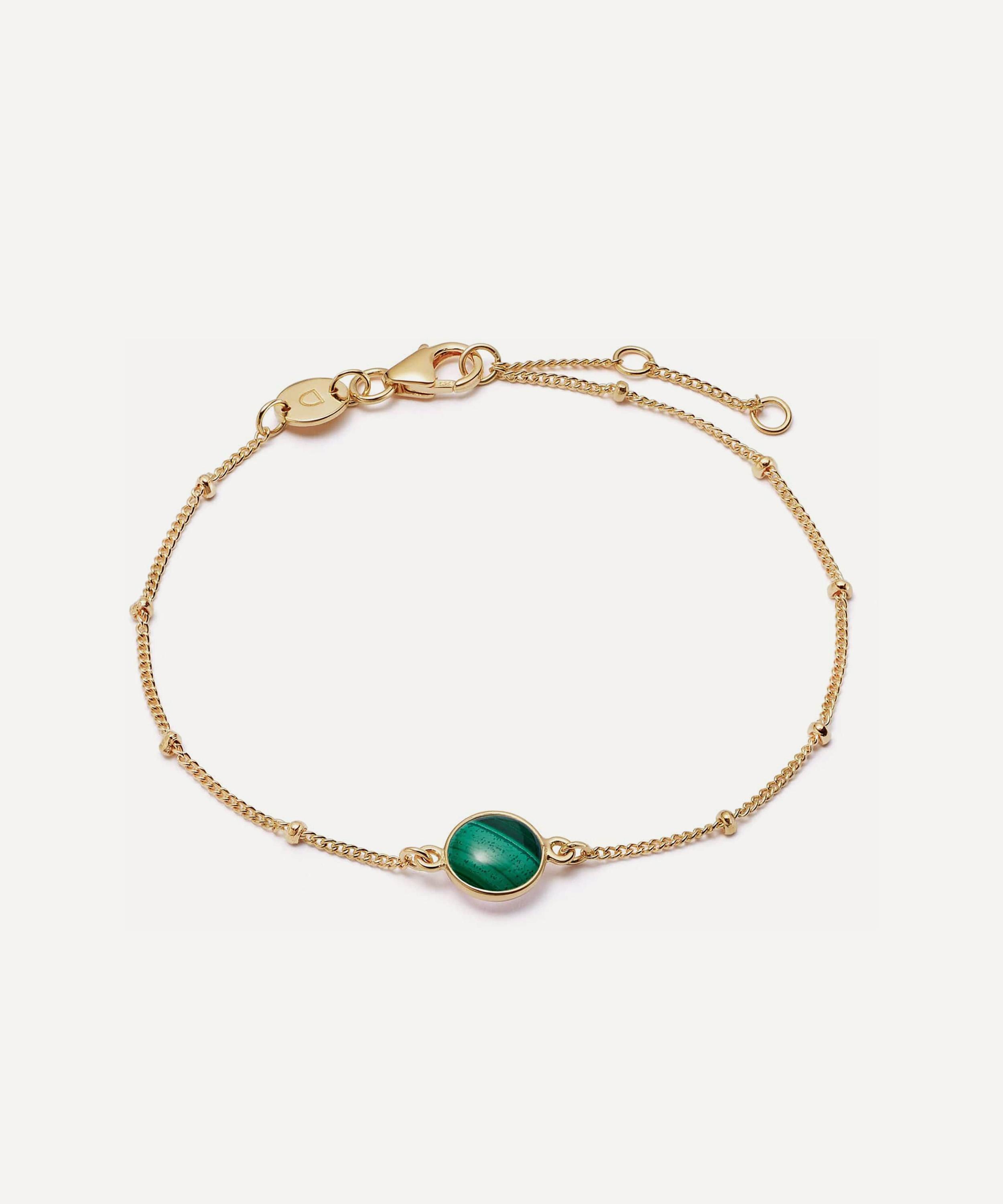 Daisy London - 18ct Gold-Plated Malachite Healing Stone Bobble Bracelet image number 0