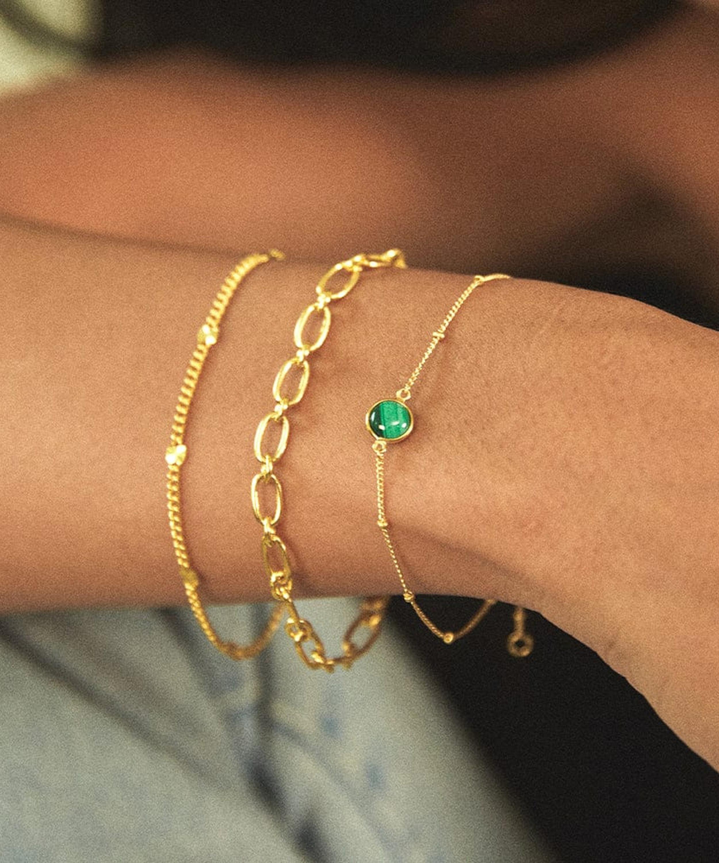 Daisy London - 18ct Gold-Plated Malachite Healing Stone Bobble Bracelet image number 1