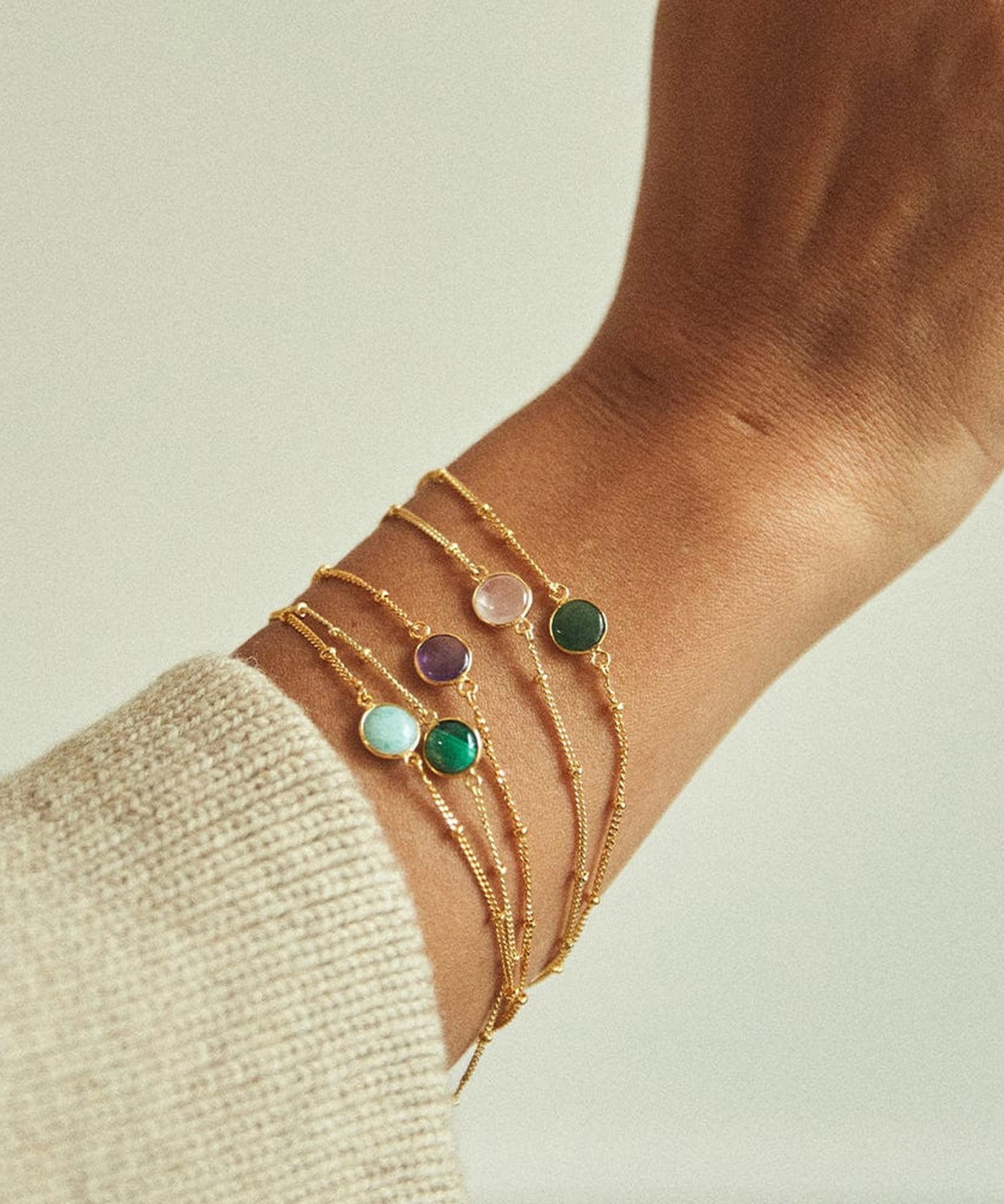 Daisy London - 18ct Gold-Plated Malachite Healing Stone Bobble Bracelet image number 2