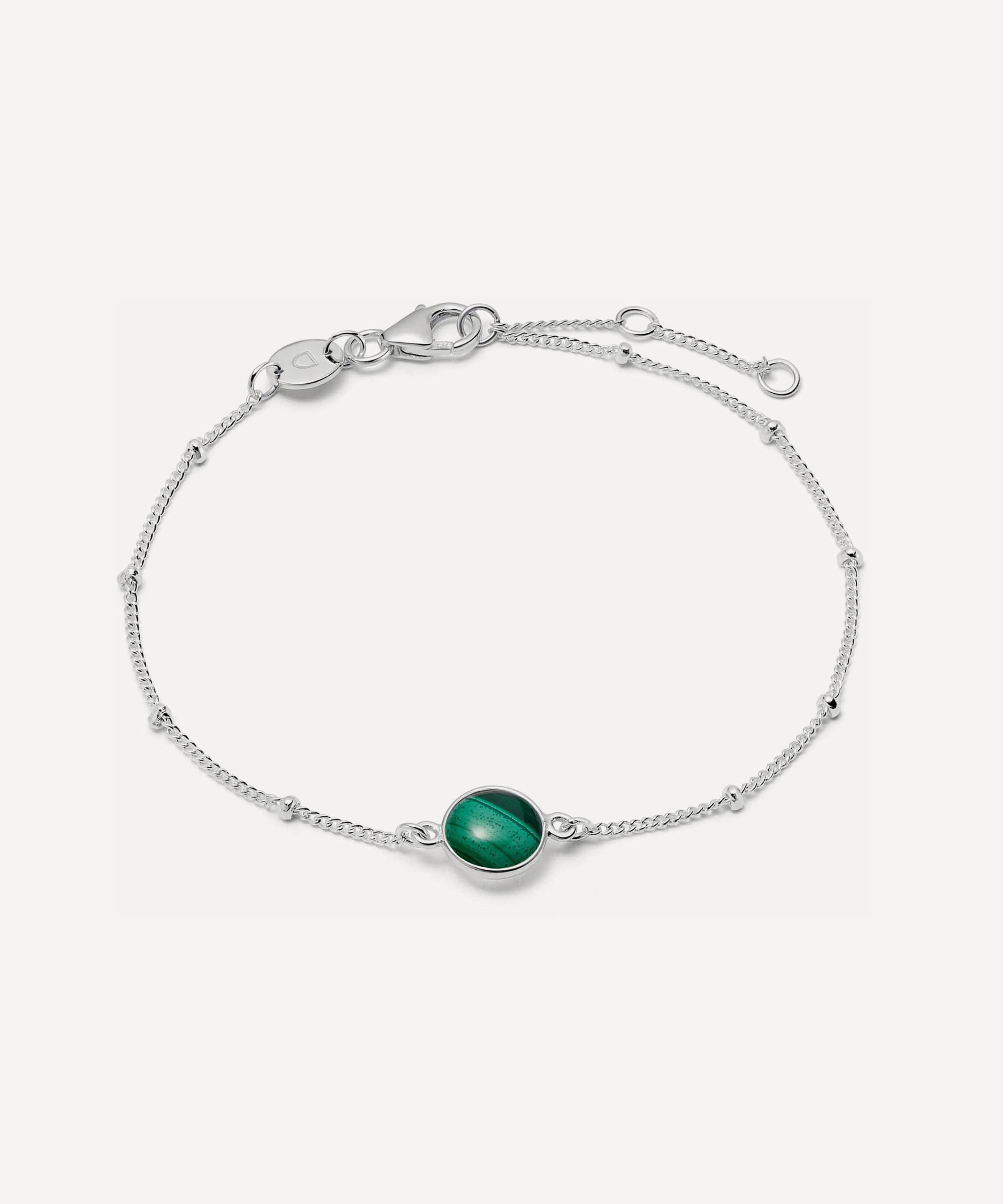 Daisy London - Sterling Silver Malachite Healing Stone Bobble Bracelet image number 0