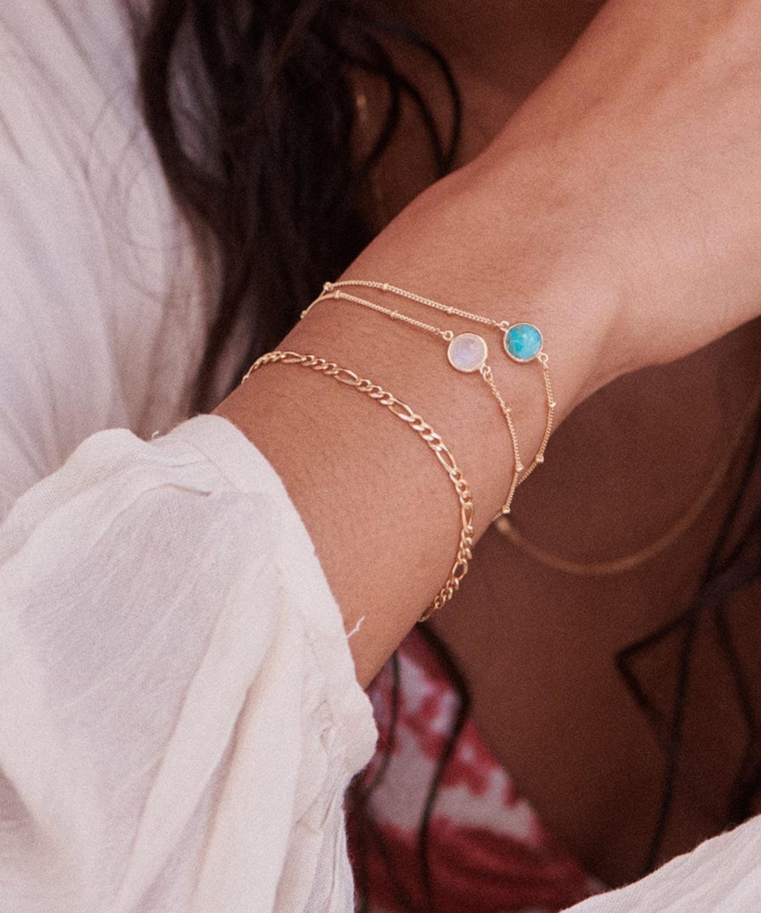 Daisy London - 18ct Gold-Plated Turquoise Healing Stone Bobble Bracelet image number 1