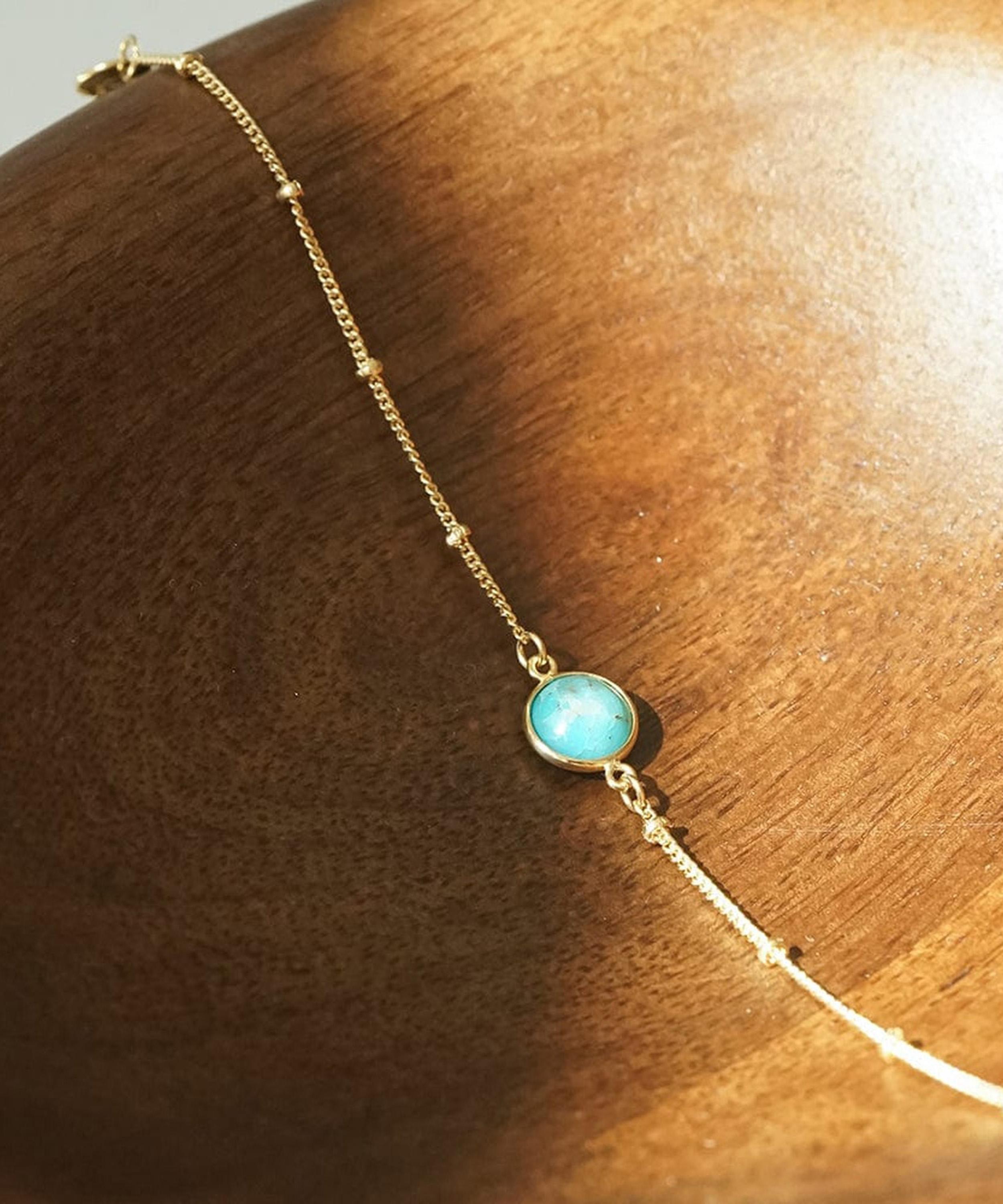Daisy London - 18ct Gold-Plated Turquoise Healing Stone Bobble Bracelet image number 2