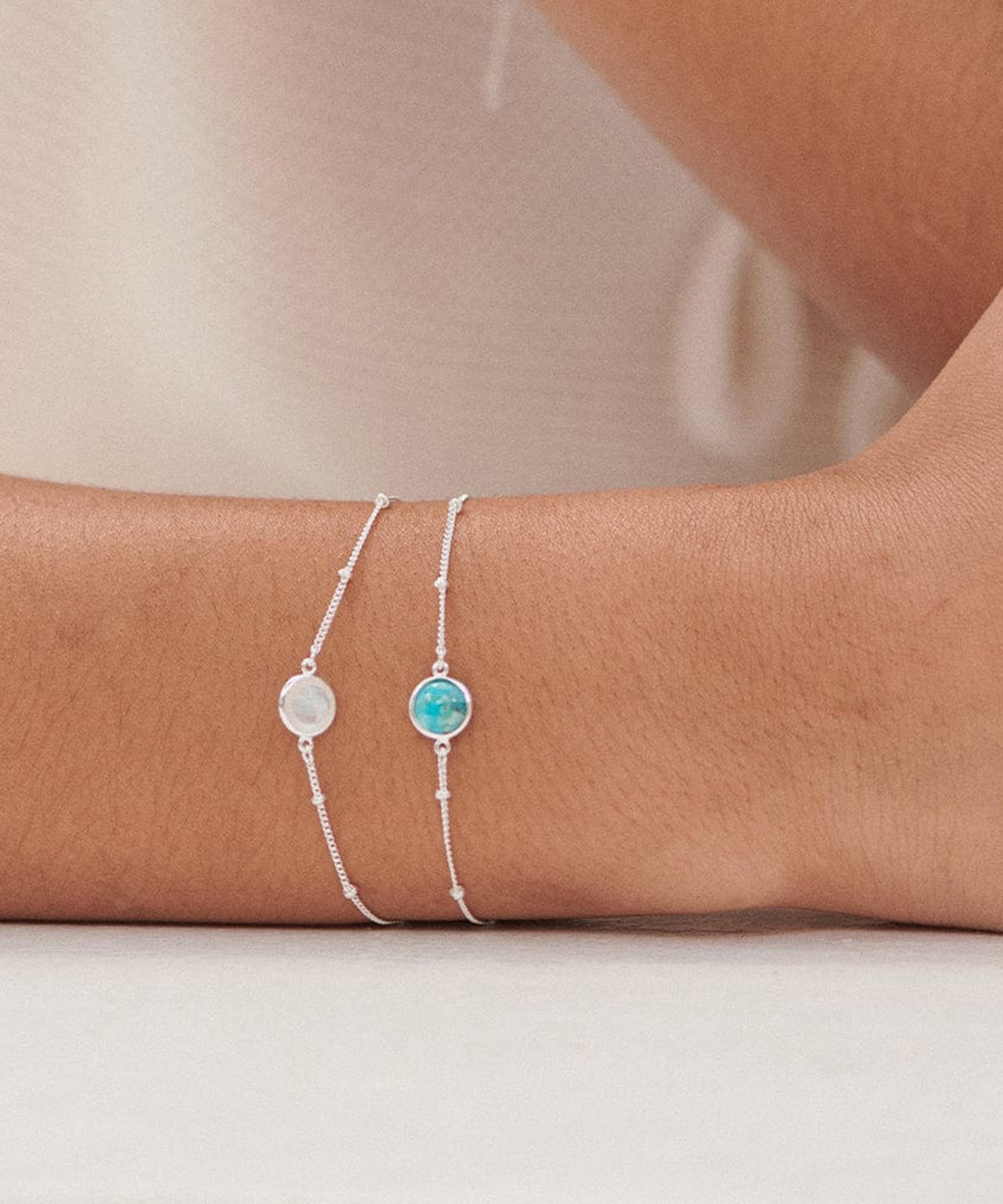 Daisy London - Sterling Silver Turquoise Healing Stone Bobble Bracelet image number 2