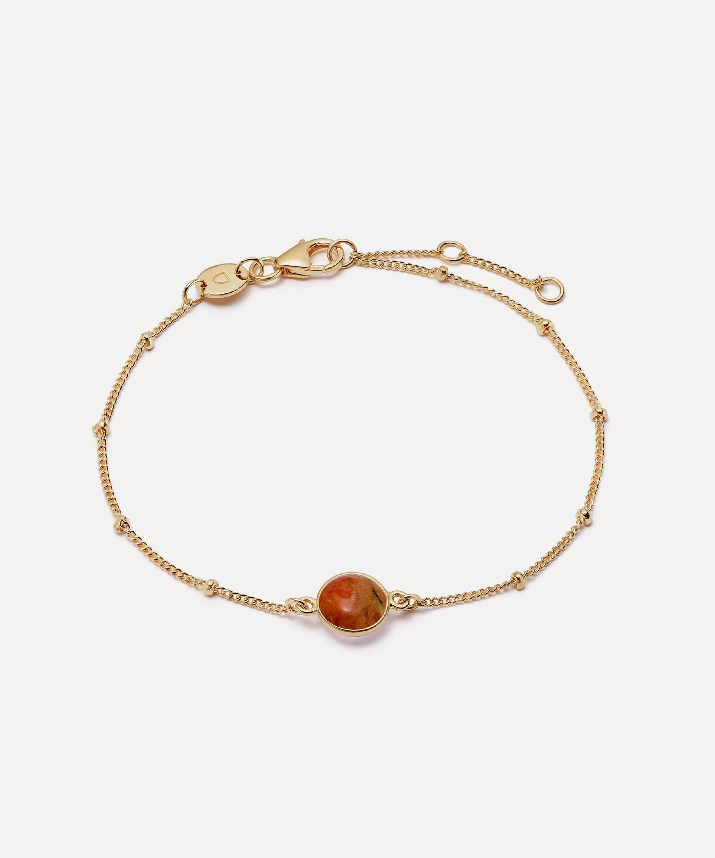 Daisy London - 18ct Gold-Plated Red Coral Healing Stone Bobble Bracelet image number 0