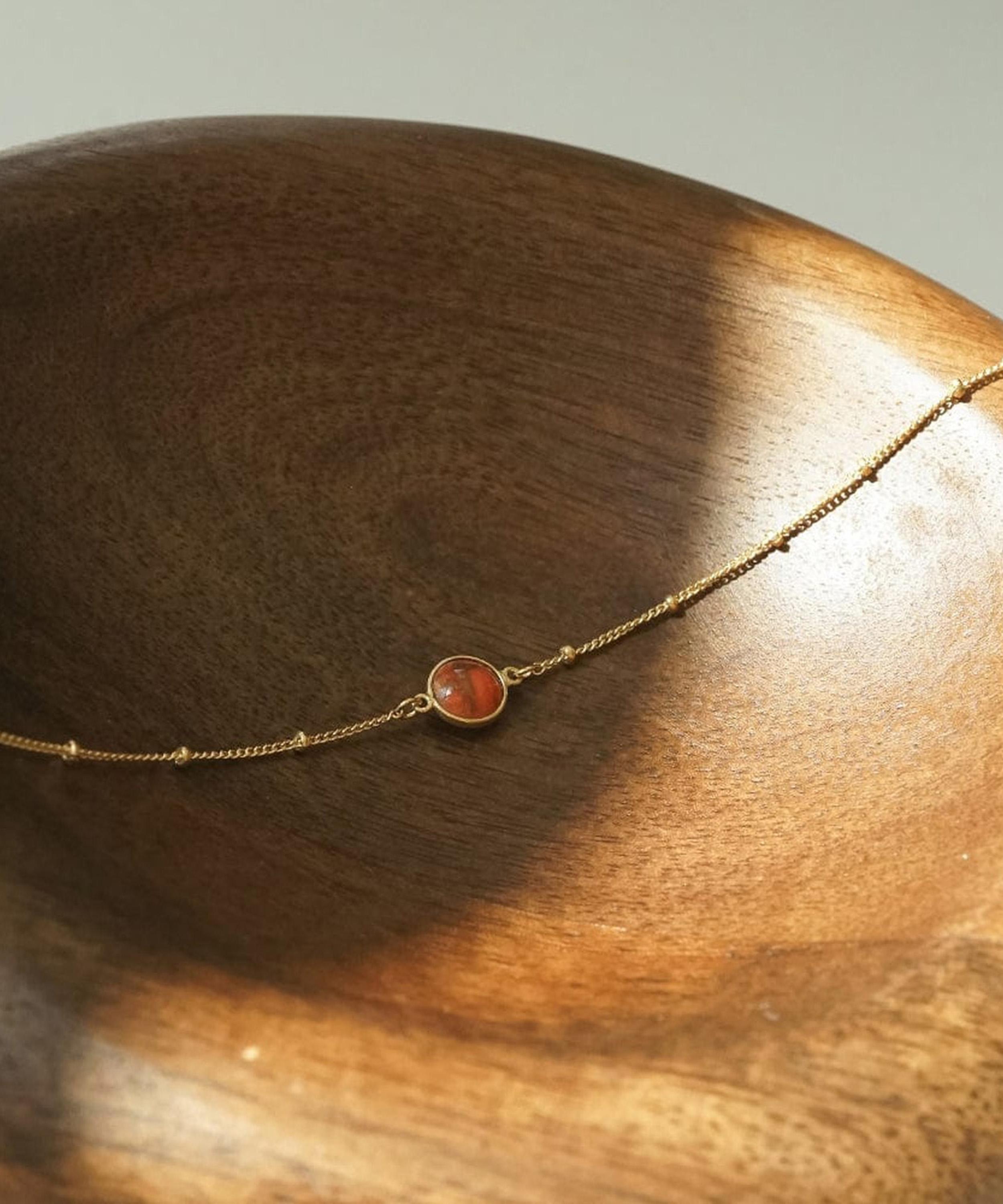 Daisy London - 18ct Gold-Plated Red Coral Healing Stone Bobble Bracelet image number 2