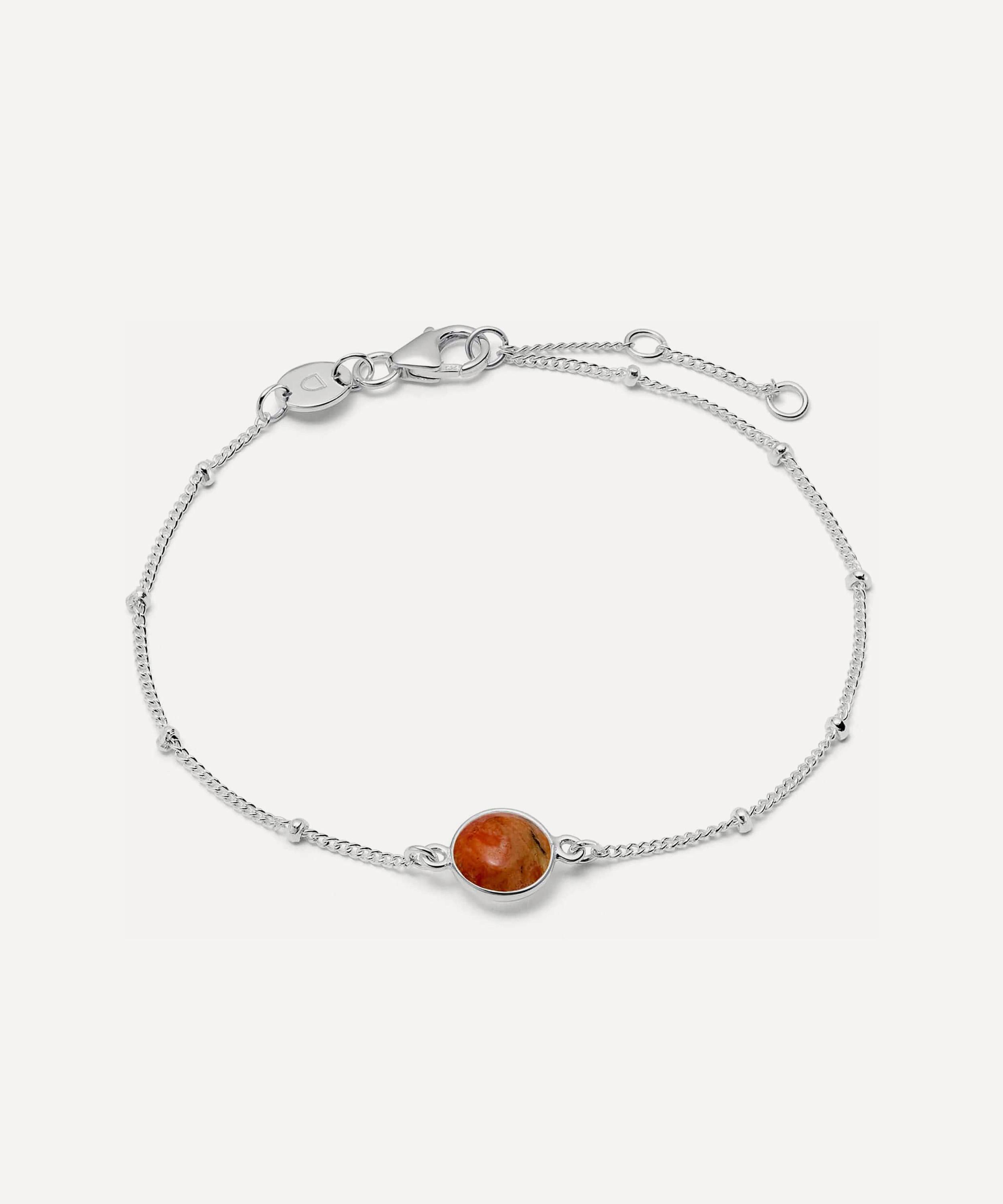 Daisy London - Sterling Silver Red Coral Healing Stone Bobble Bracelet image number 0