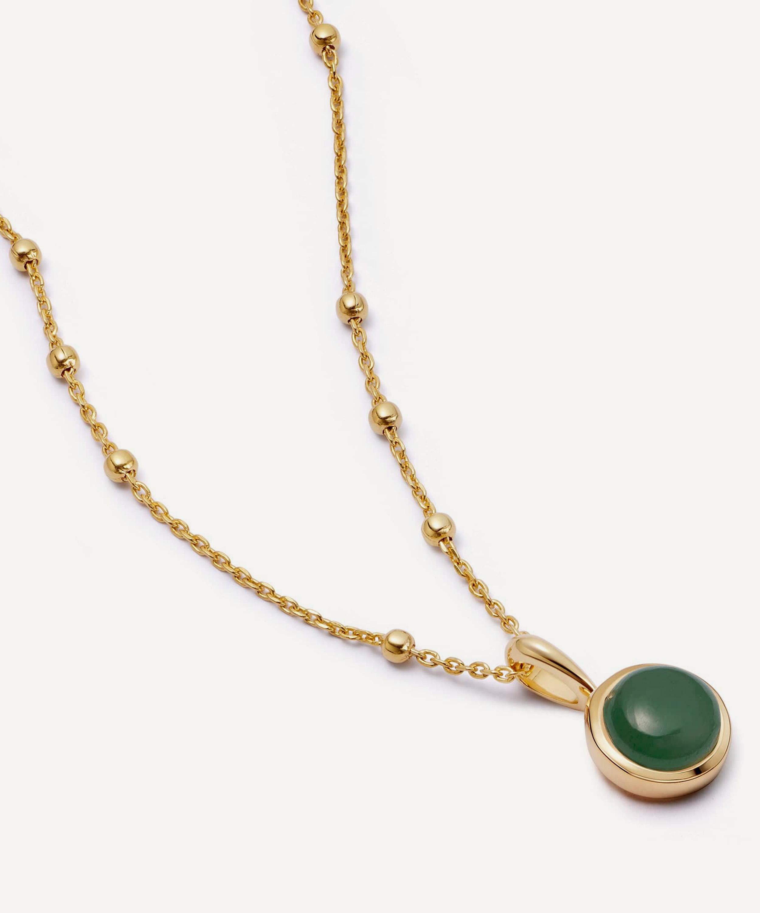 Daisy London - 18ct Gold-Plated Green Aventurine Healing Stone Pendant Necklace image number 0