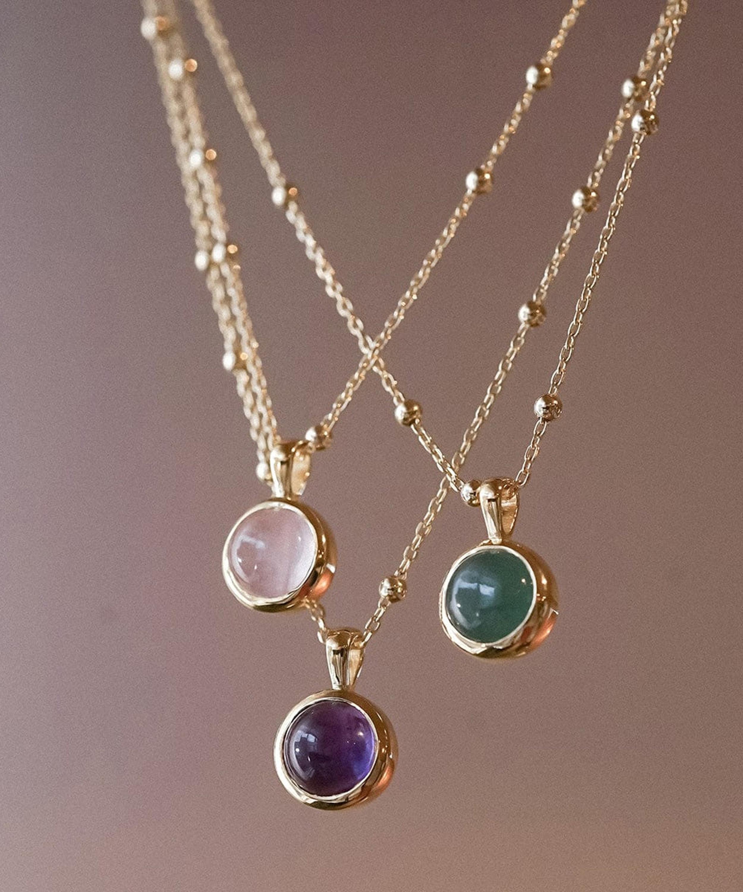 Daisy London - 18ct Gold-Plated Green Aventurine Healing Stone Pendant Necklace image number 2