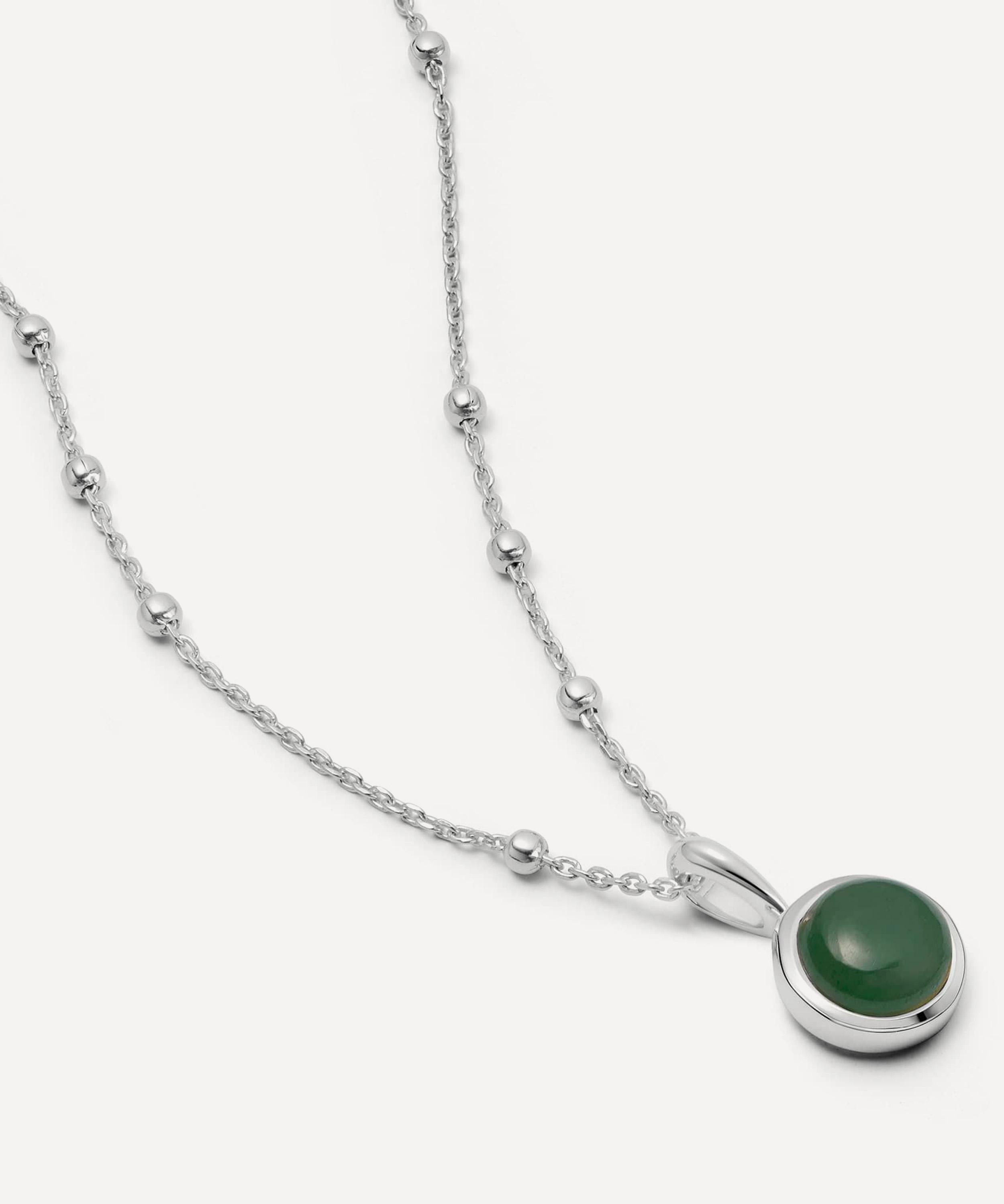 Daisy London - Sterling Silver Green Aventurine Healing Stone Pendant Necklace image number 0