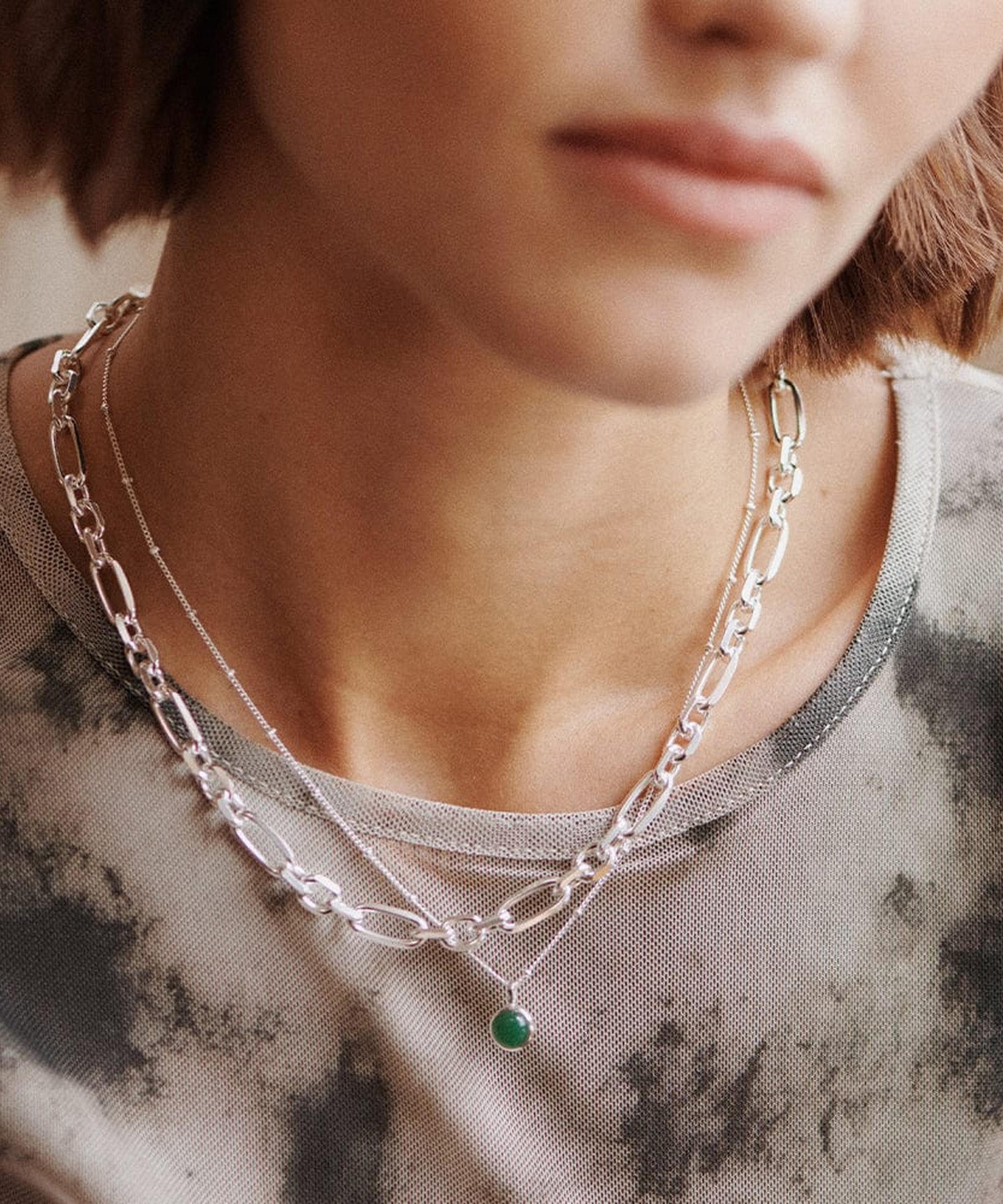 Daisy London - Sterling Silver Green Aventurine Healing Stone Pendant Necklace image number 2