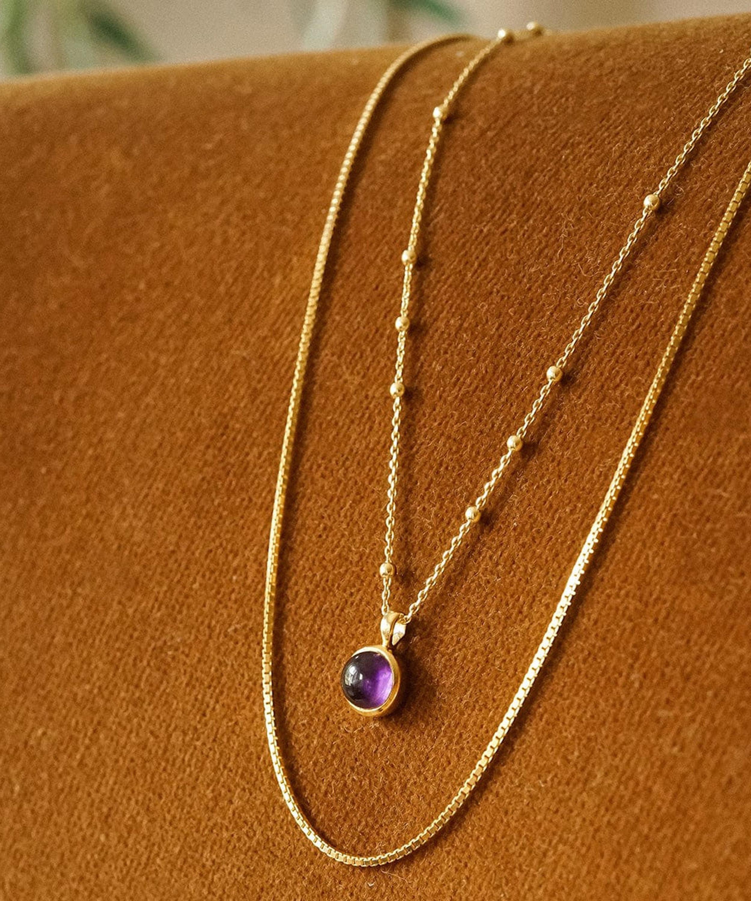 Daisy London - 18ct Gold-Plated Amethyst Healing Stone Pendant Necklace image number 2