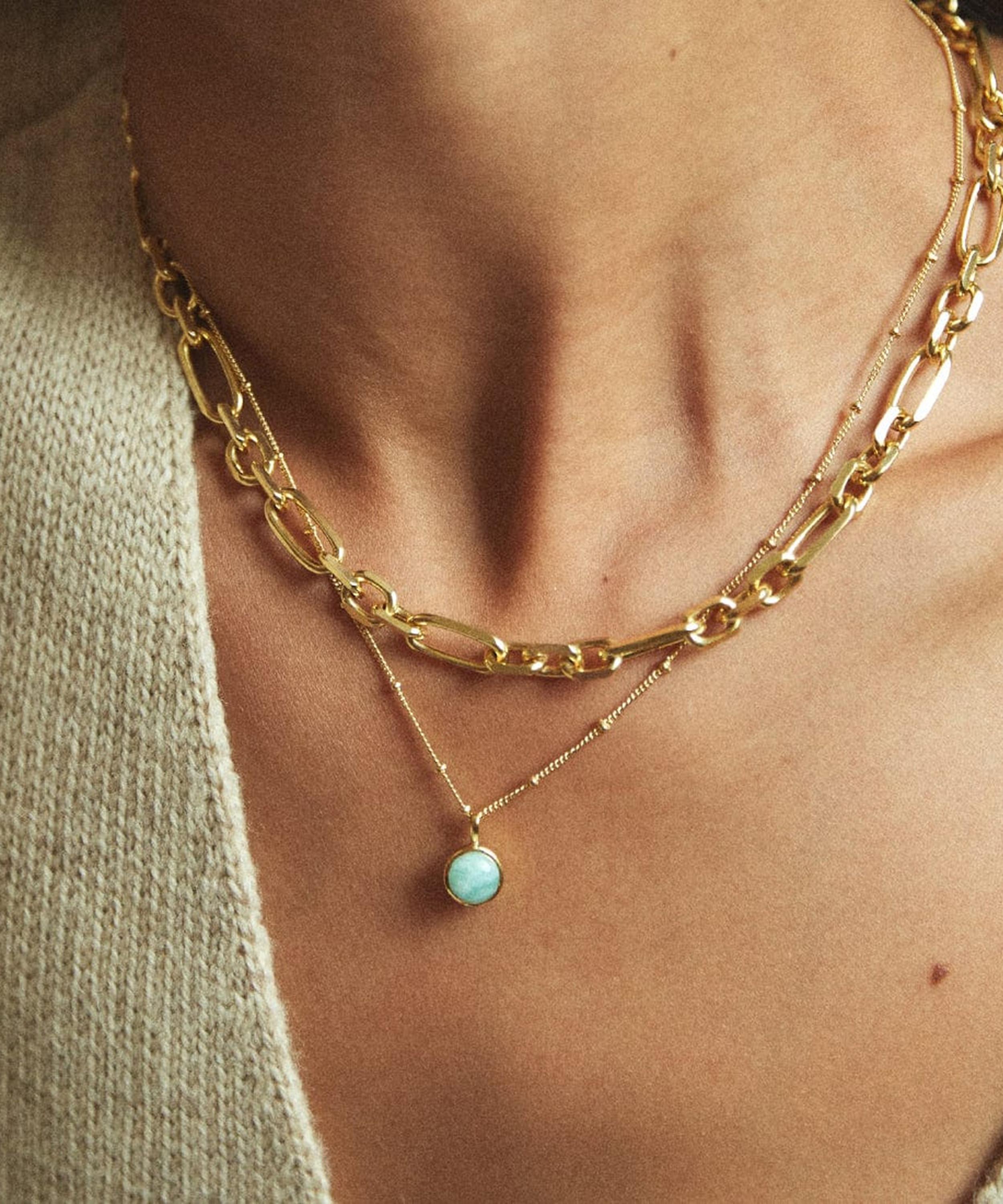 Daisy London - 18ct Gold-Plated Amazonite Healing Stone Pendant Necklace image number 1