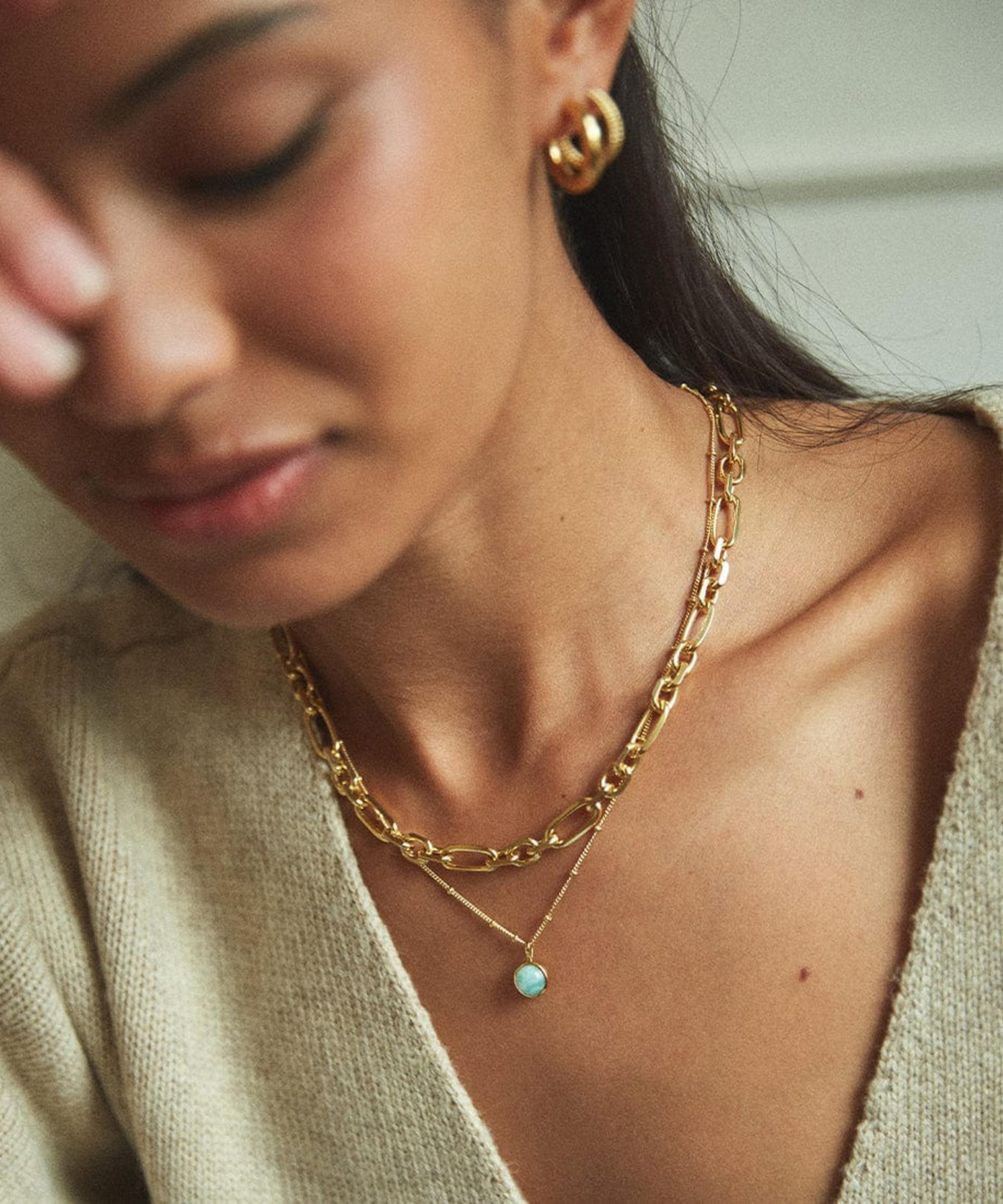 Daisy London - 18ct Gold-Plated Amazonite Healing Stone Pendant Necklace image number 2