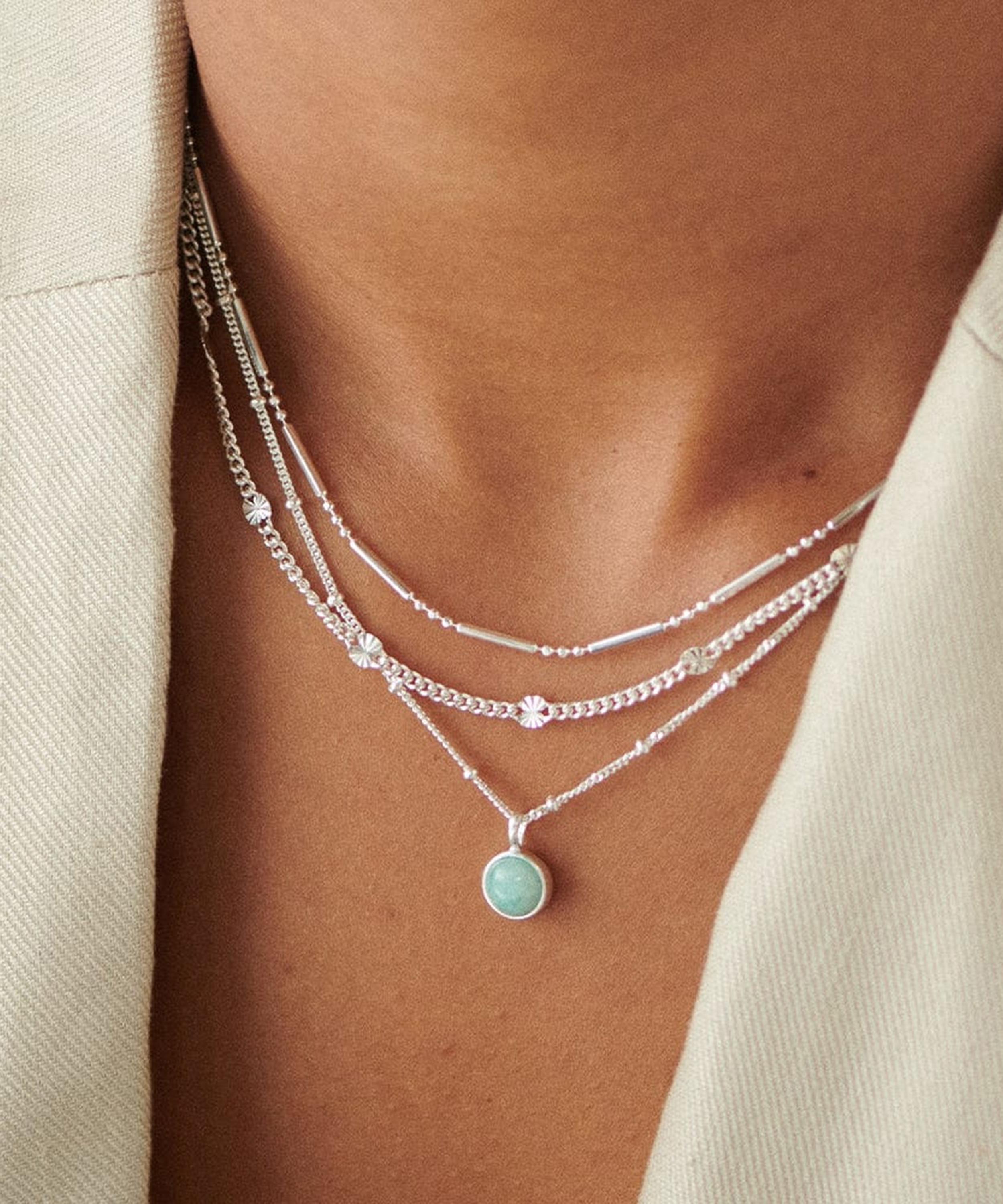 Daisy London - Sterling Silver Amazonite Healing Stone Pendant Necklace image number 1