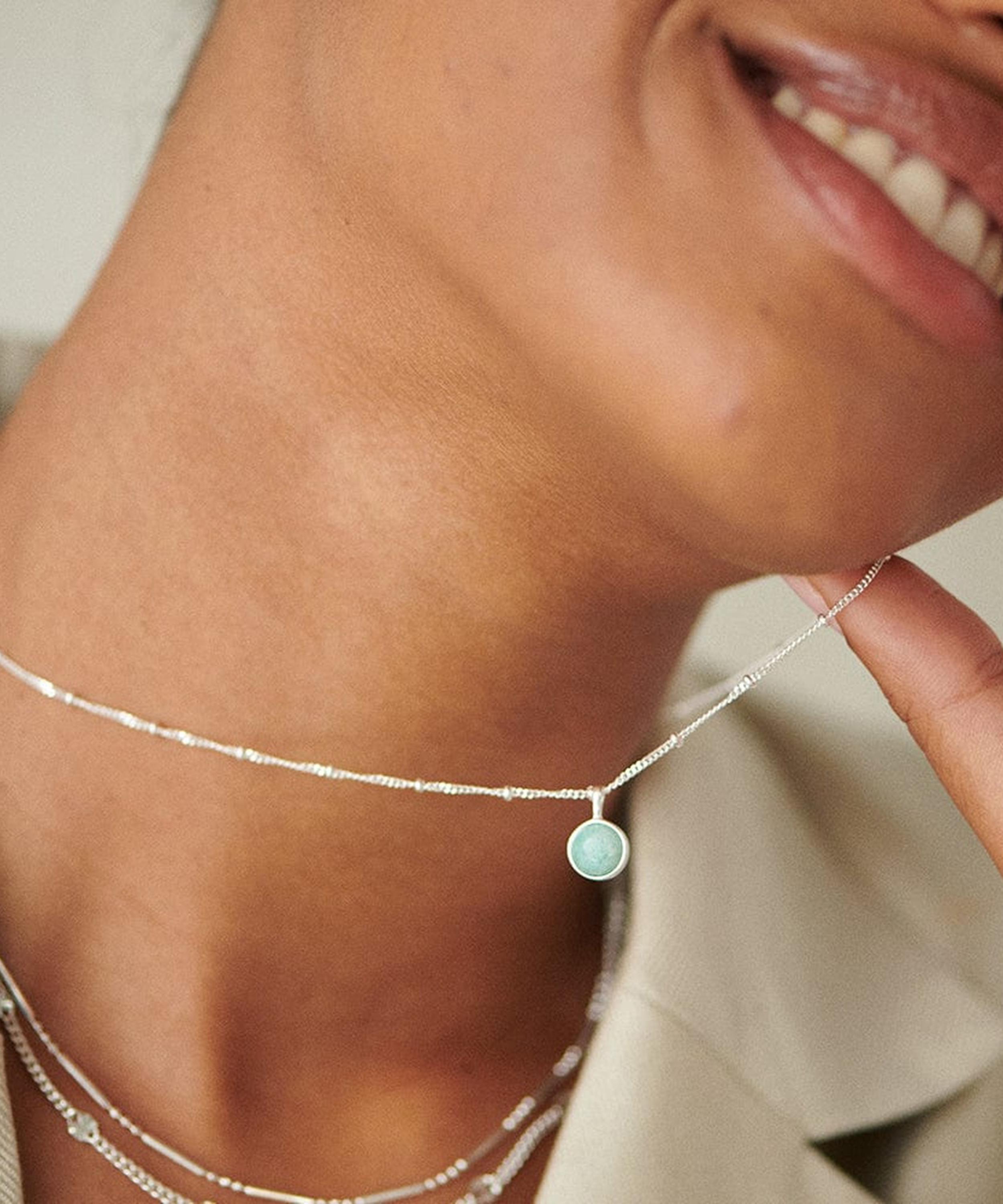 Daisy London - Sterling Silver Amazonite Healing Stone Pendant Necklace image number 2
