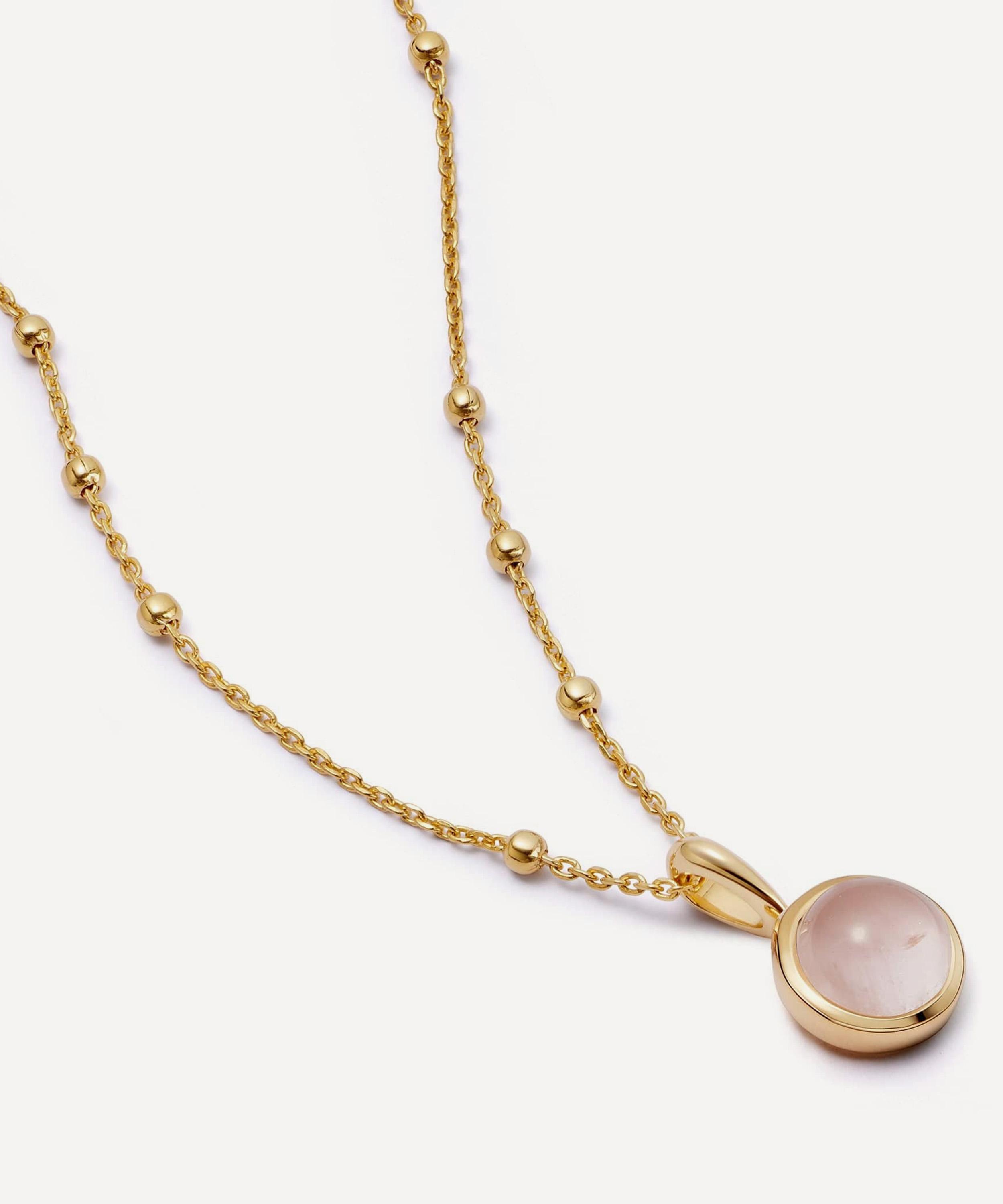 Daisy London - 18ct Gold-Plated Rose Quartz Healing Stone Pendant Necklace image number 0