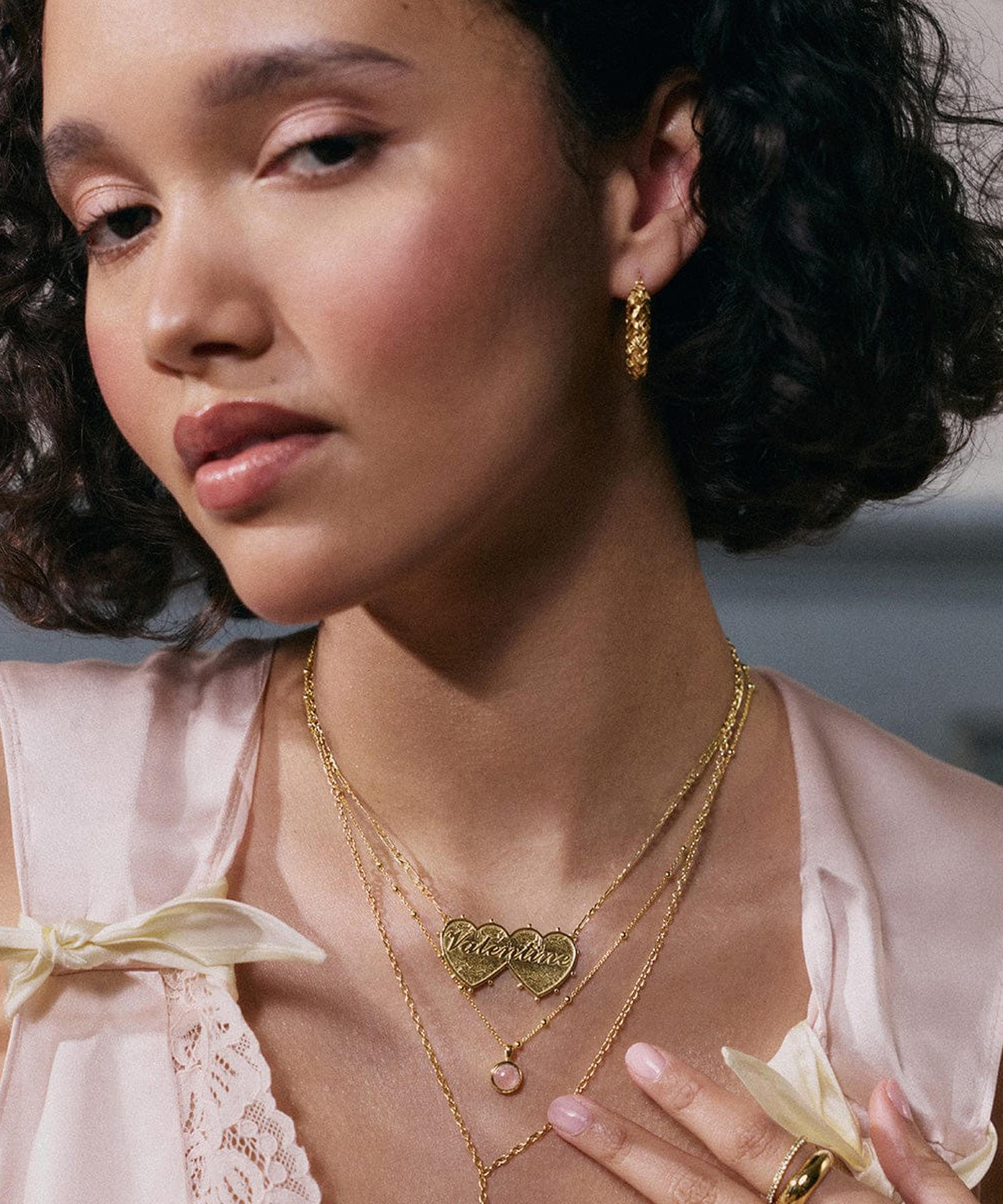 Daisy London - 18ct Gold-Plated Rose Quartz Healing Stone Pendant Necklace image number 1