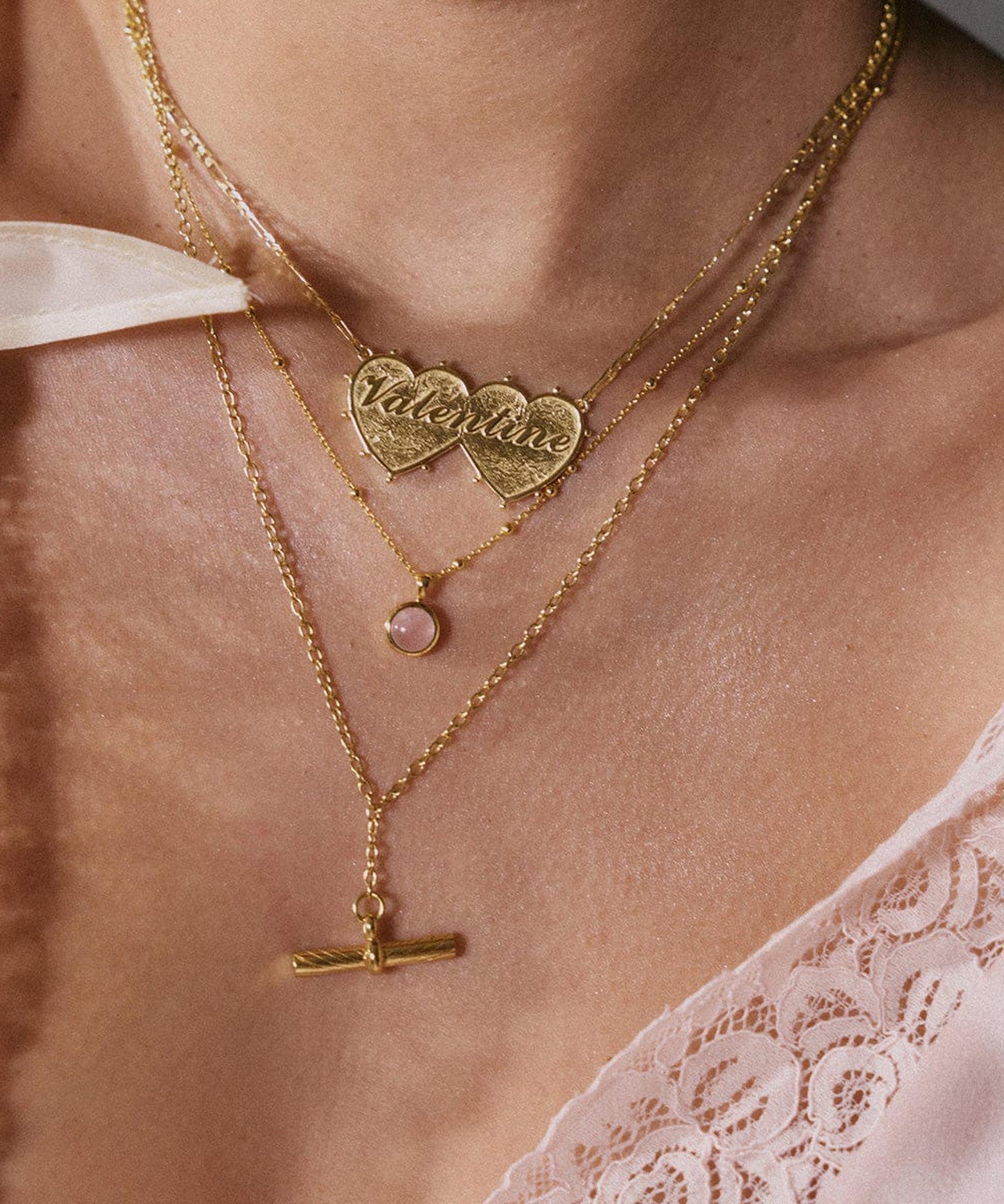 Daisy London - 18ct Gold-Plated Rose Quartz Healing Stone Pendant Necklace image number 2