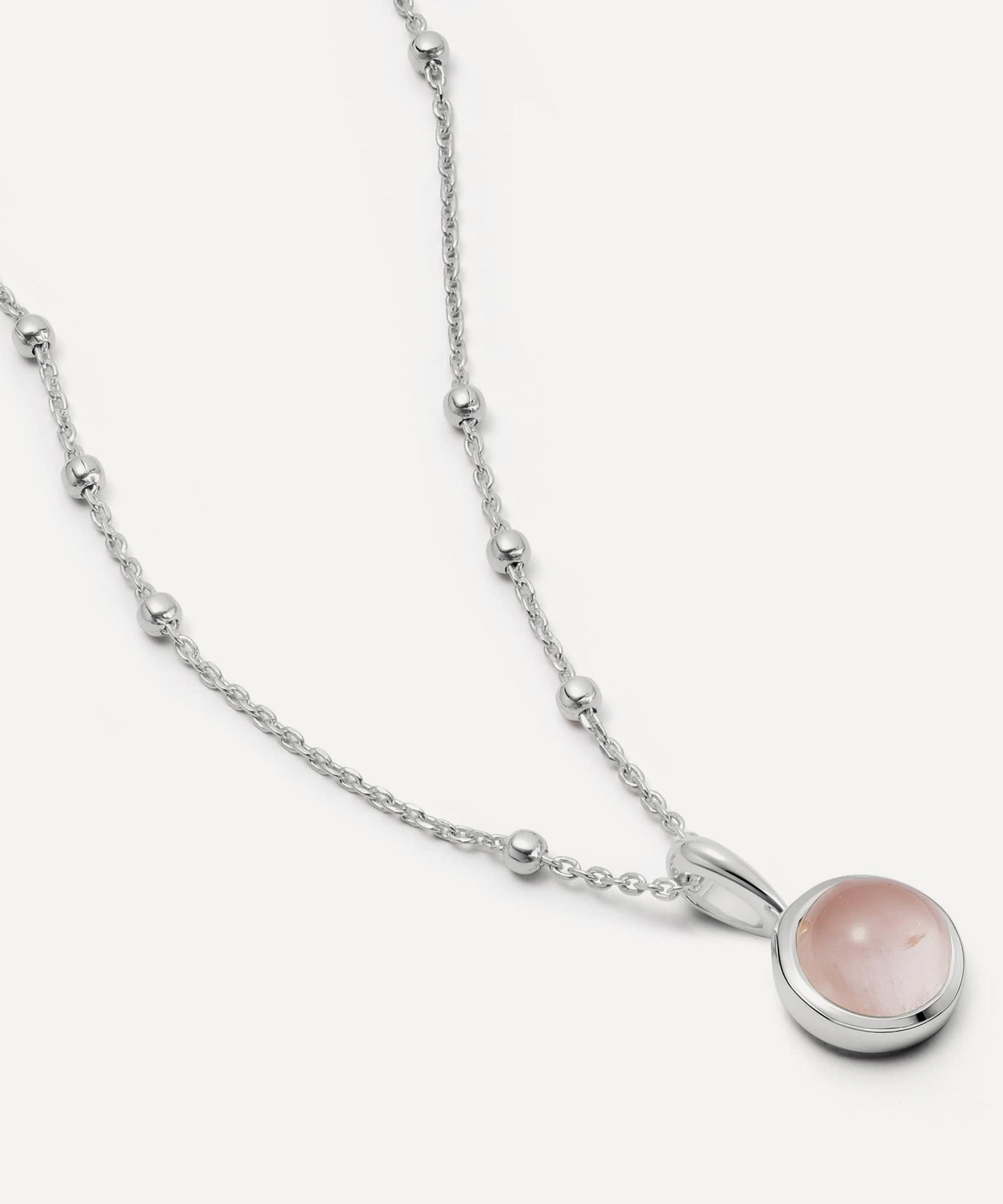 Daisy London - Sterling Silver Rose Quartz Healing Stone Pendant Necklace image number 0