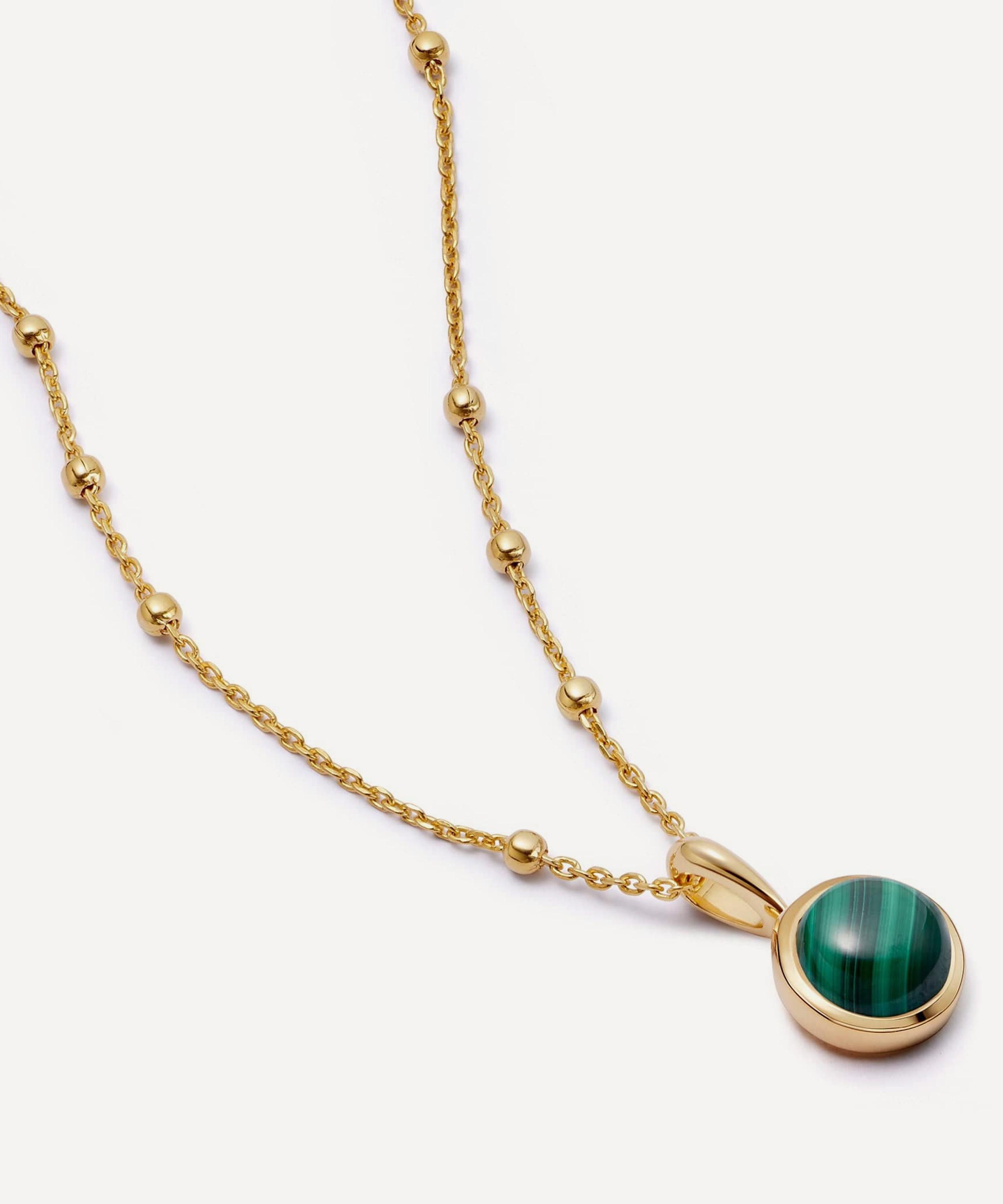 Daisy London - 18ct Gold-Plated Malachite Healing Stone Pendant Necklace image number 0