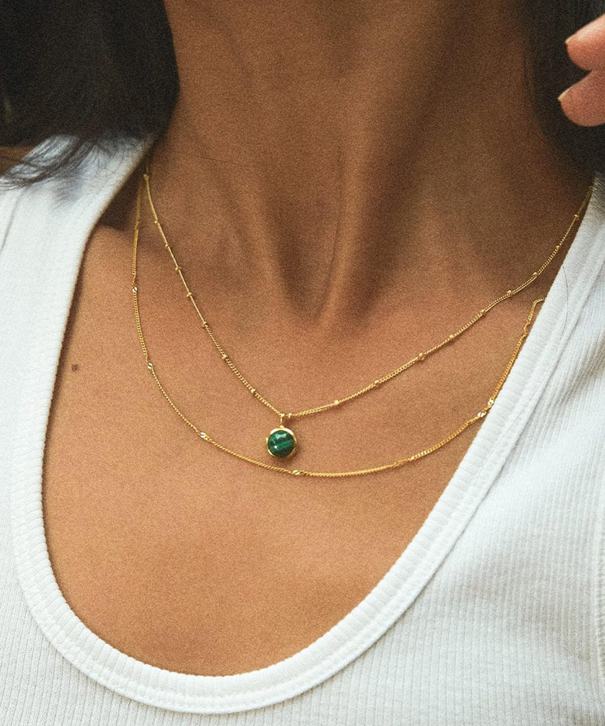 Daisy London - 18ct Gold-Plated Malachite Healing Stone Pendant Necklace image number 1