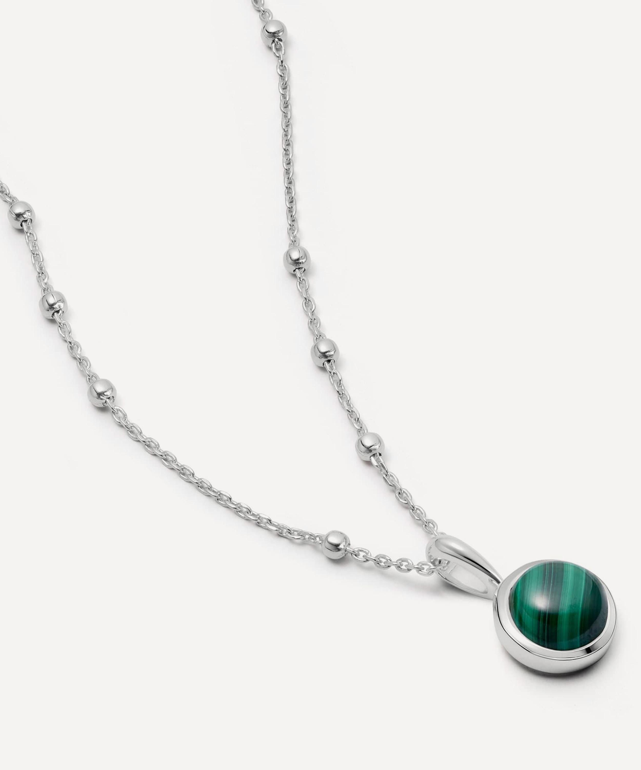 Daisy London - Sterling Silver Malachite Healing Stone Pendant Necklace image number 0