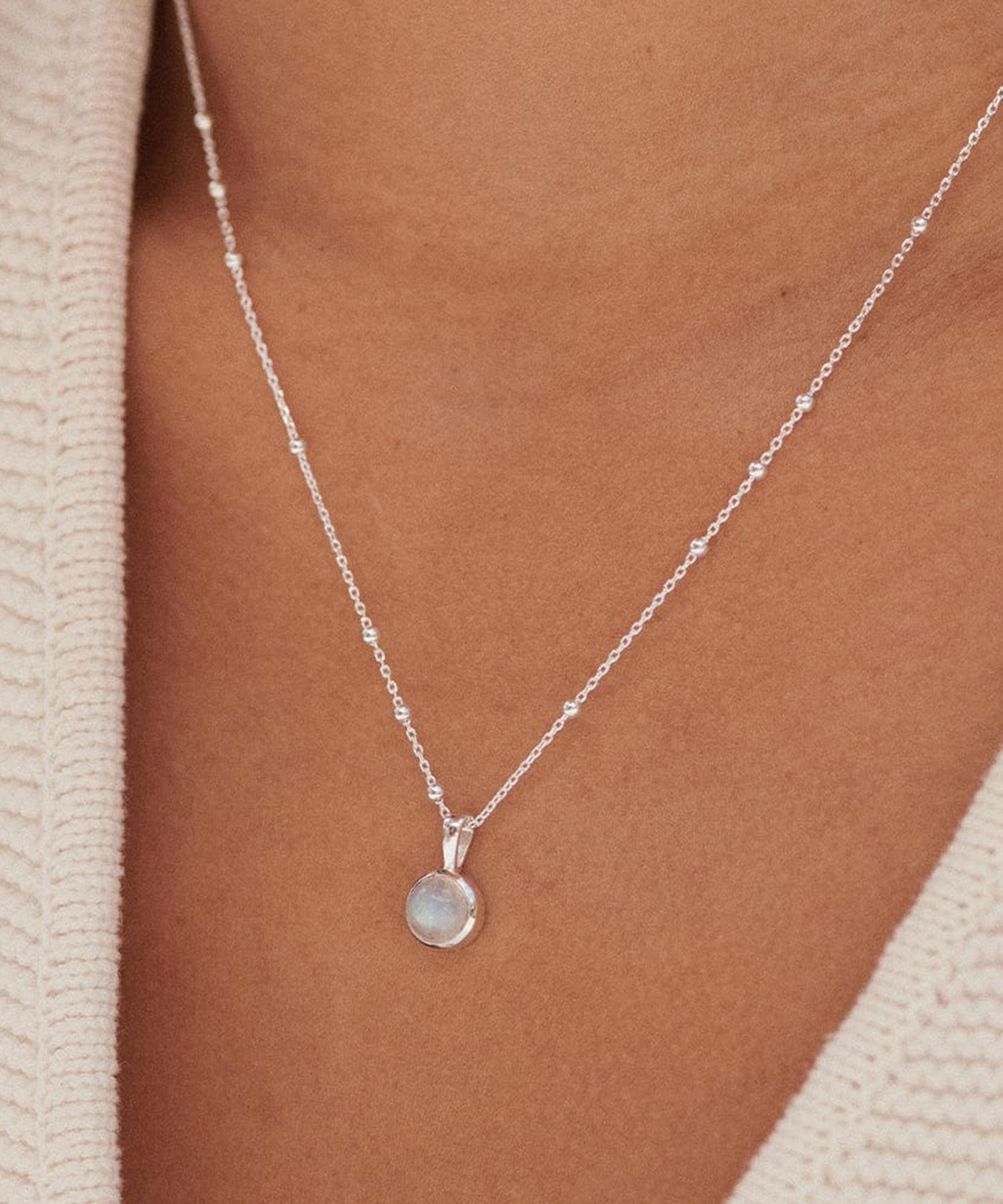 Daisy London - Sterling Silver Moonstone Healing Stone Pendant Necklace image number 1