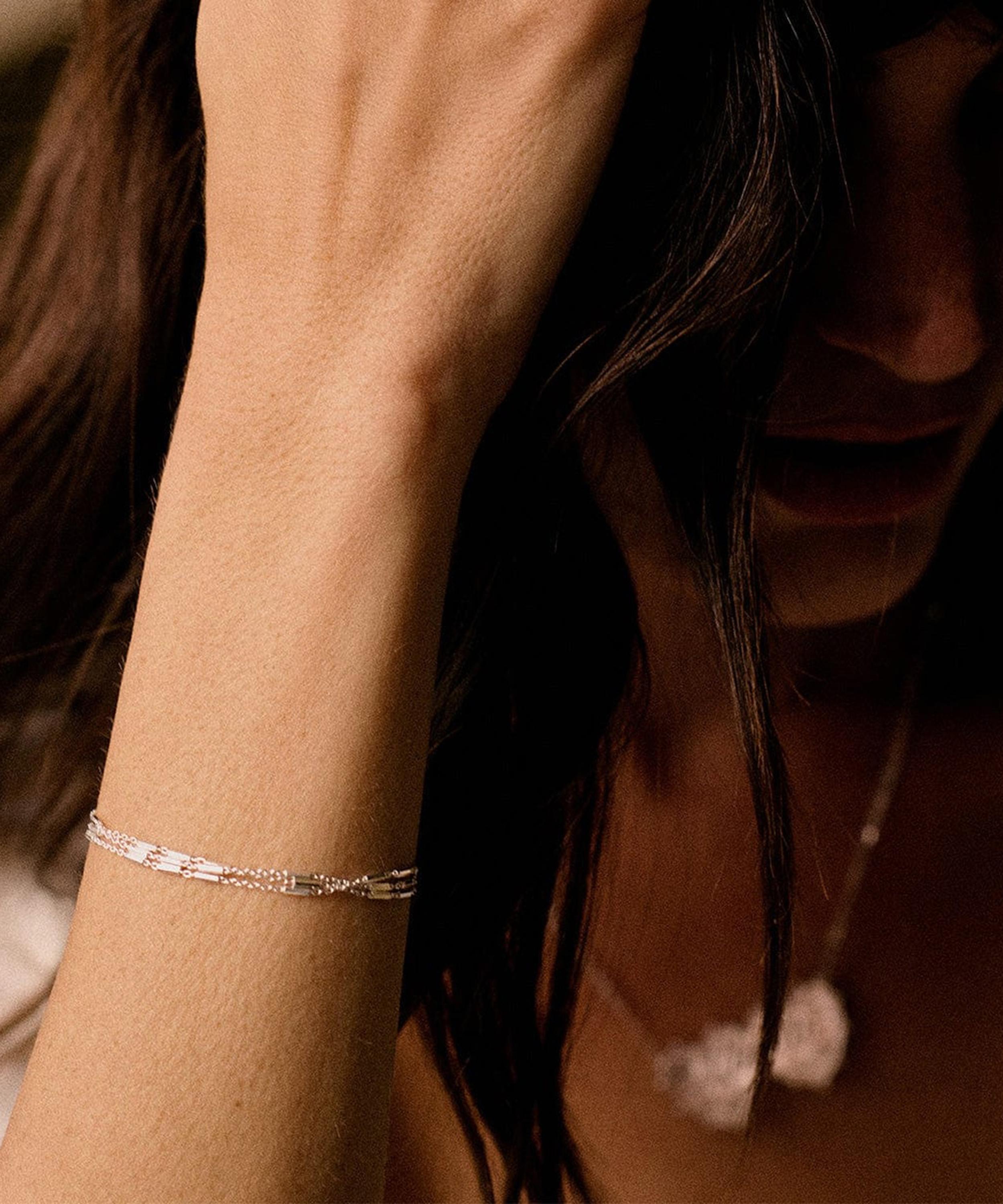 Daisy London - Sterling Silver Triple Bar Chain Bracelet image number 2