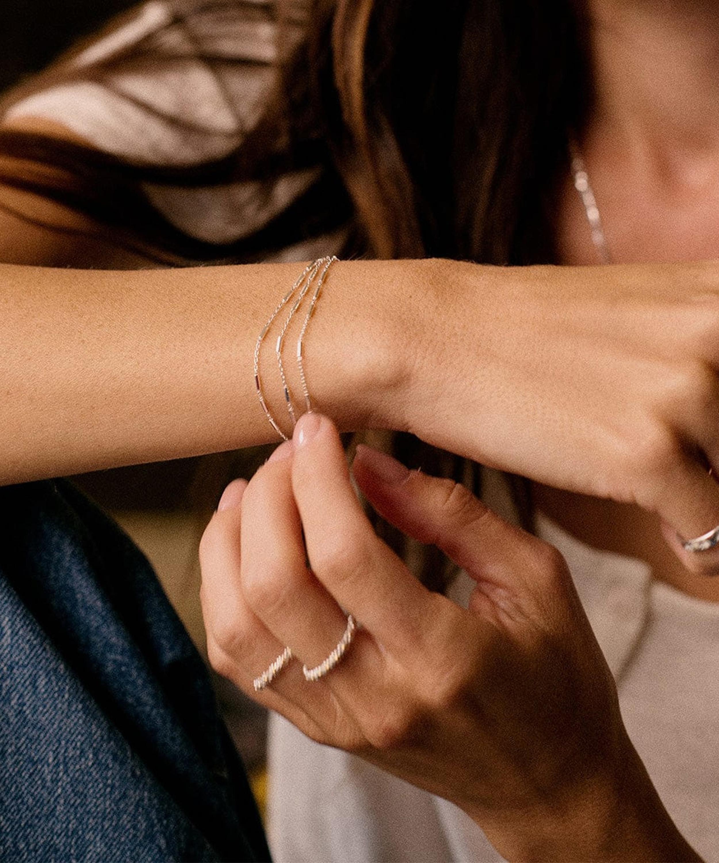 Daisy London - Sterling Silver Triple Bar Chain Bracelet image number 3