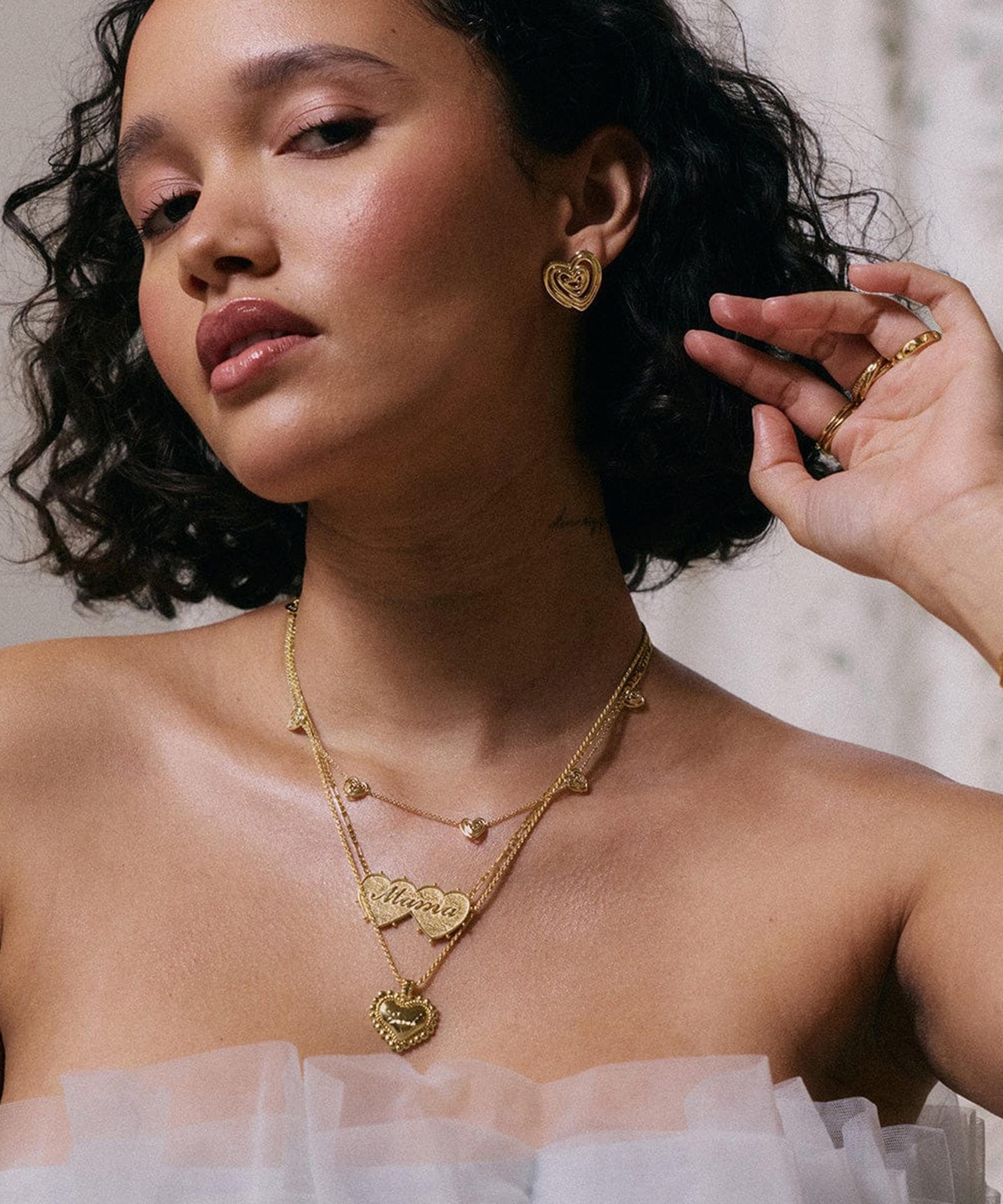 Daisy London - 18ct Gold-Plated Shrimps Mama Double Heart Pendant Necklace image number 1