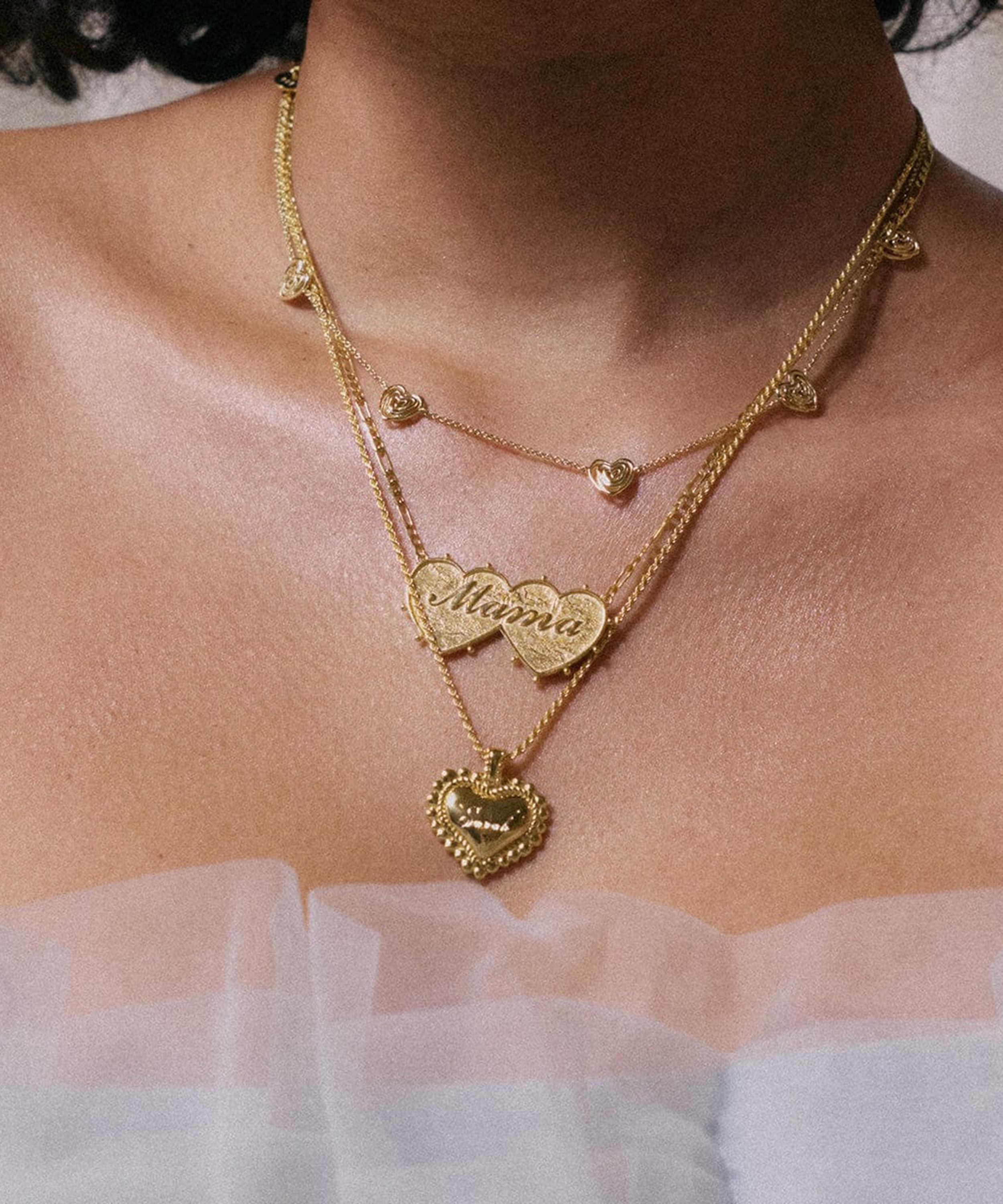 Daisy London - 18ct Gold-Plated Shrimps Mama Double Heart Pendant Necklace image number 2