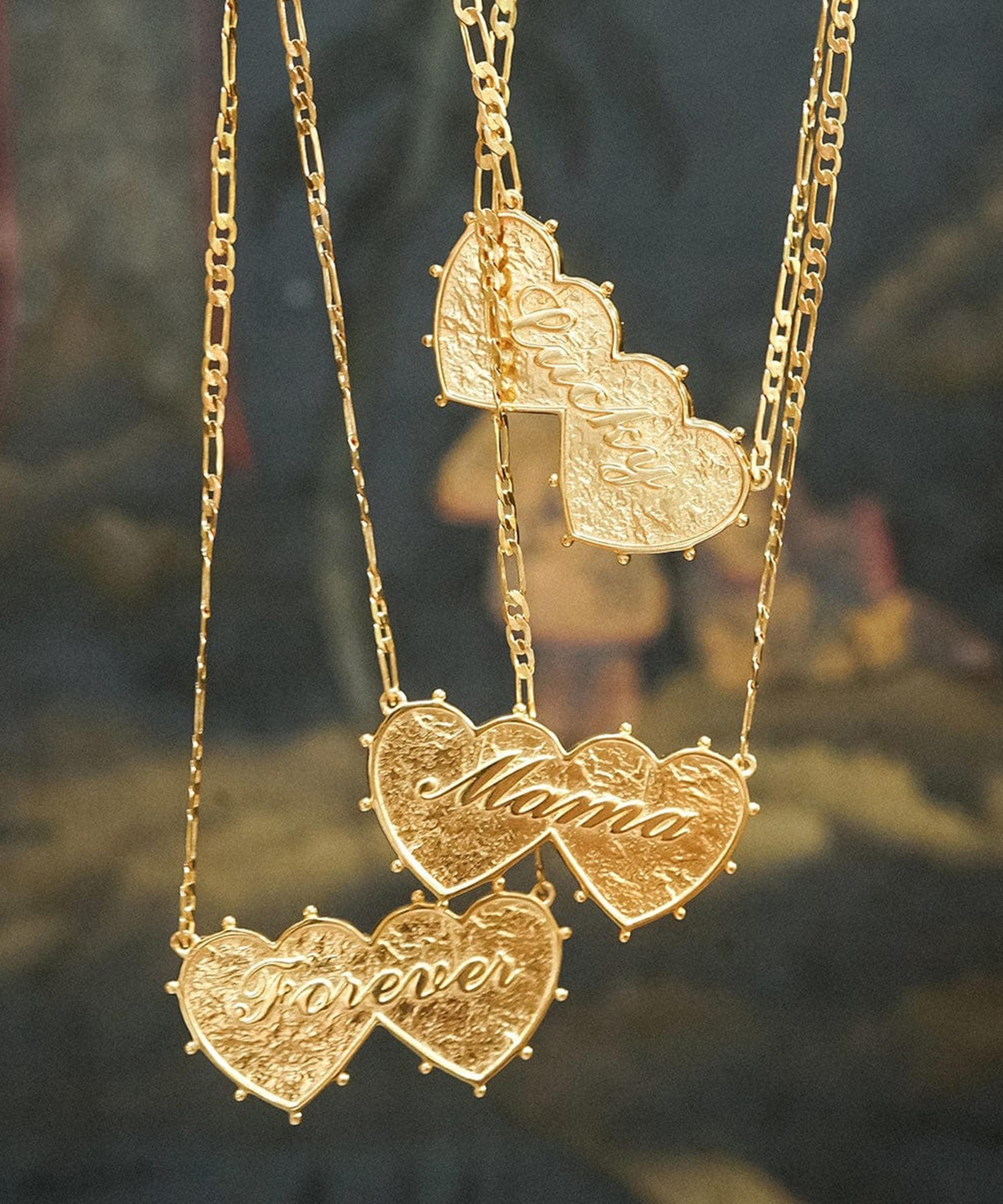 Daisy London - 18ct Gold-Plated Shrimps Mama Double Heart Pendant Necklace image number 3