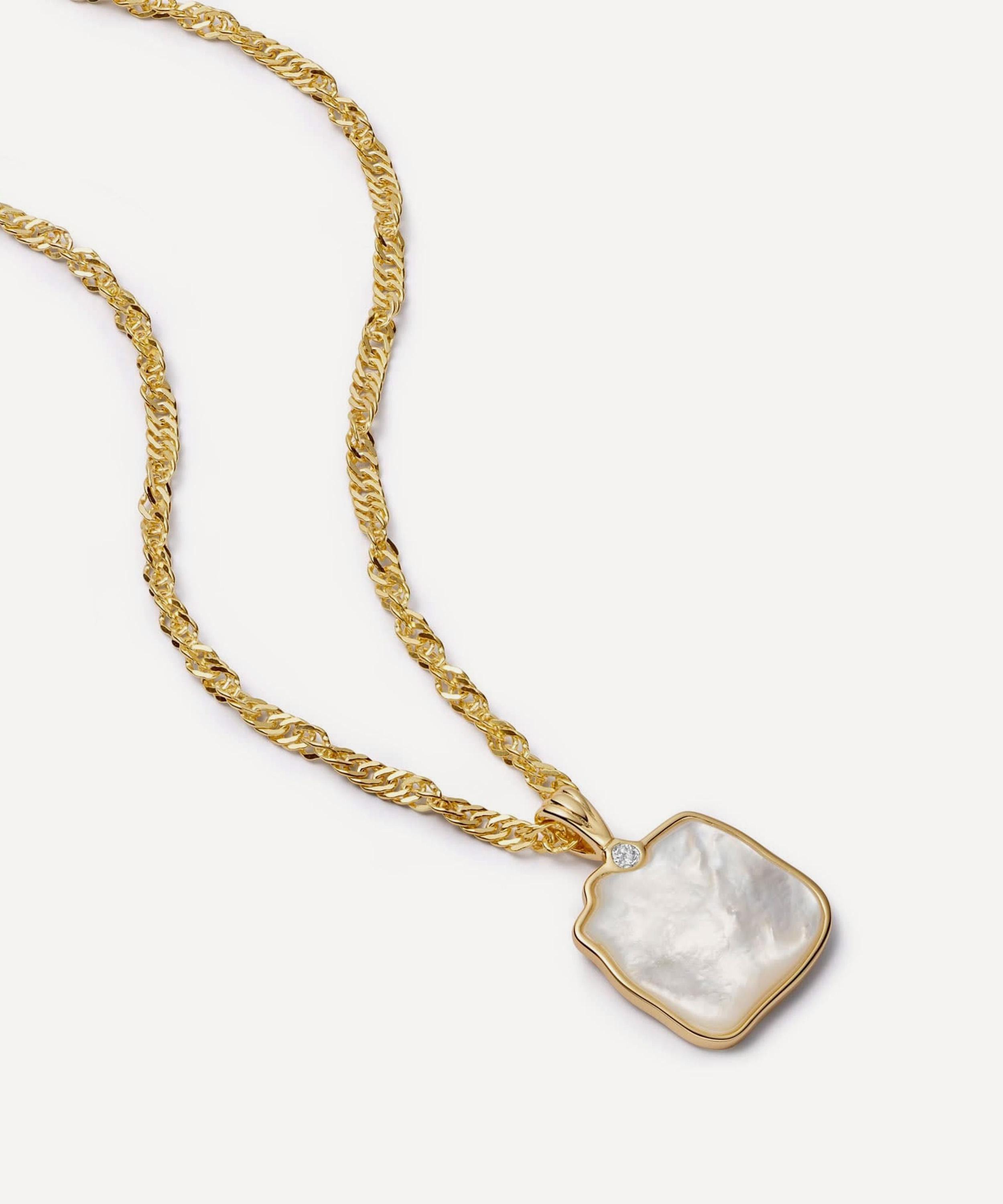 Daisy London - 18ct Gold-Plated Organic Mother of Pearl Pendant Necklace image number 0
