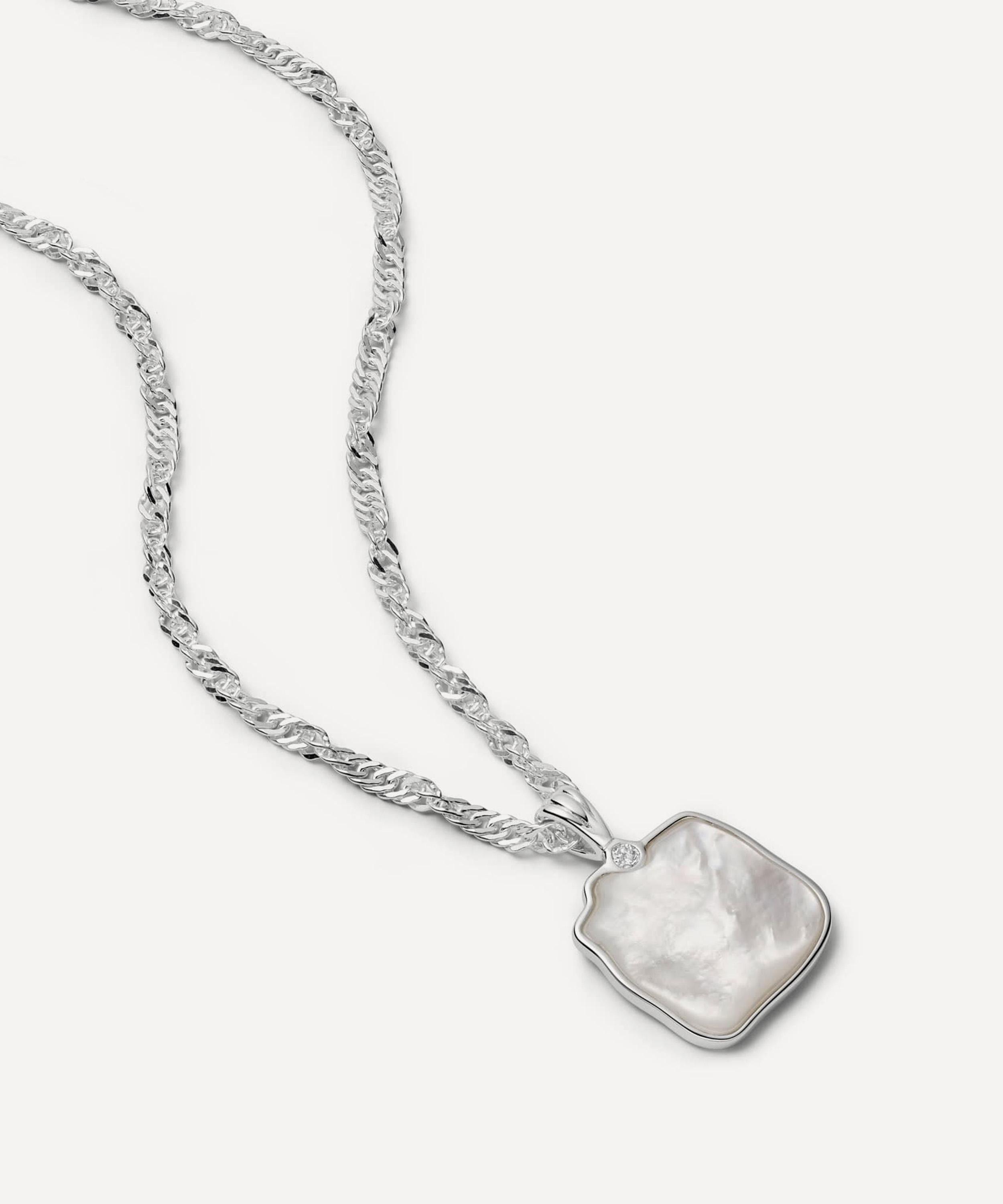 Daisy London - Sterling Silver Organic Mother of Pearl Pendant Necklace image number 0