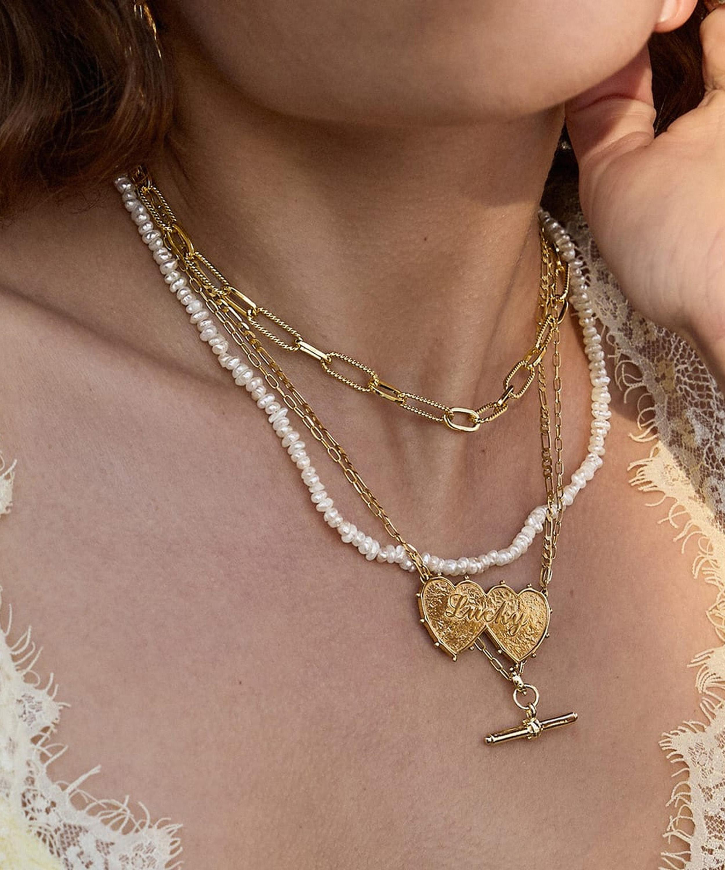 Daisy London - 18ct Gold-Plated Amulet T-Bar Pendant Necklace image number 1